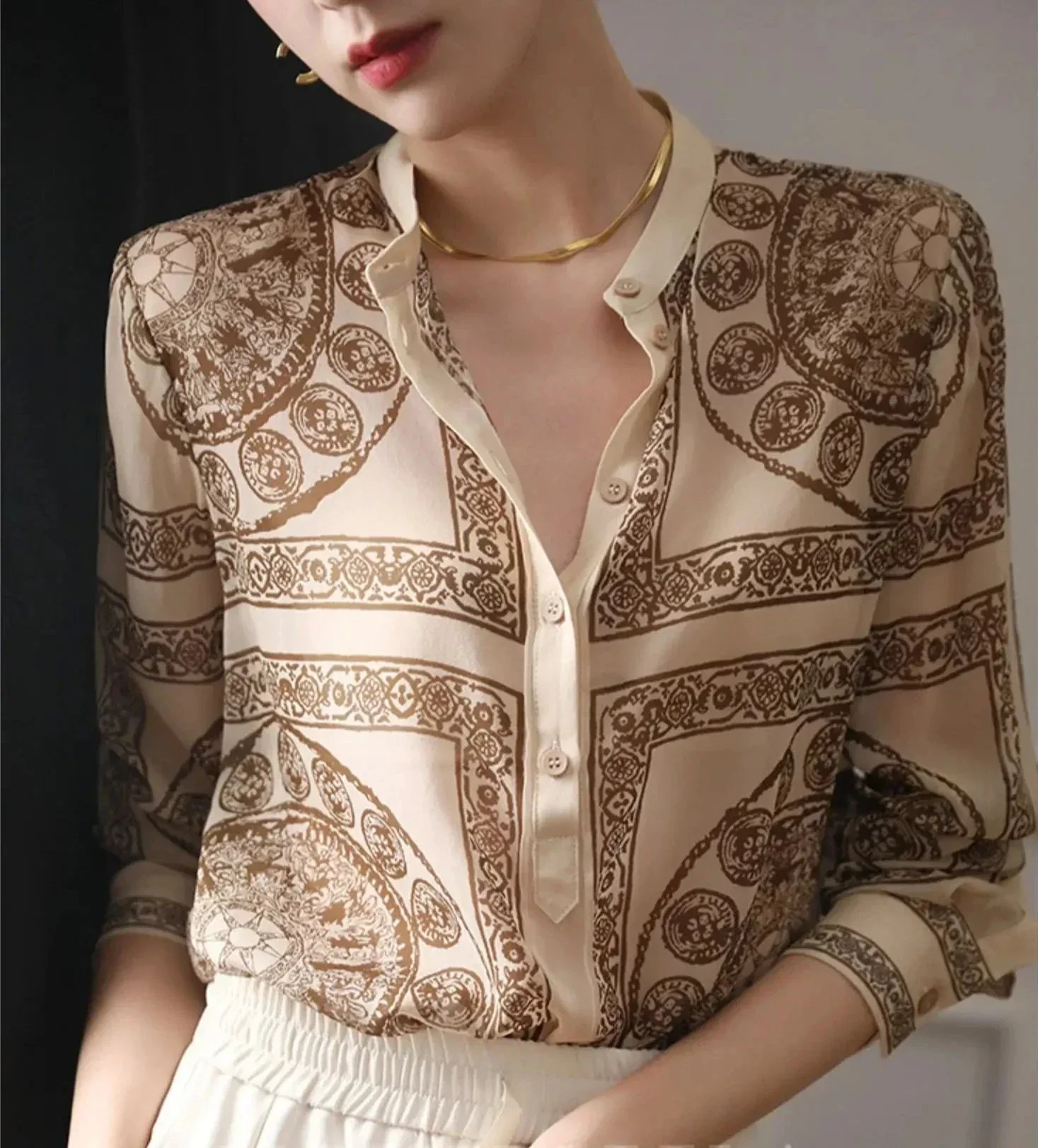 Felicity | Elegante Damenbluse mit langen Ärmeln und Druck - Image 6
