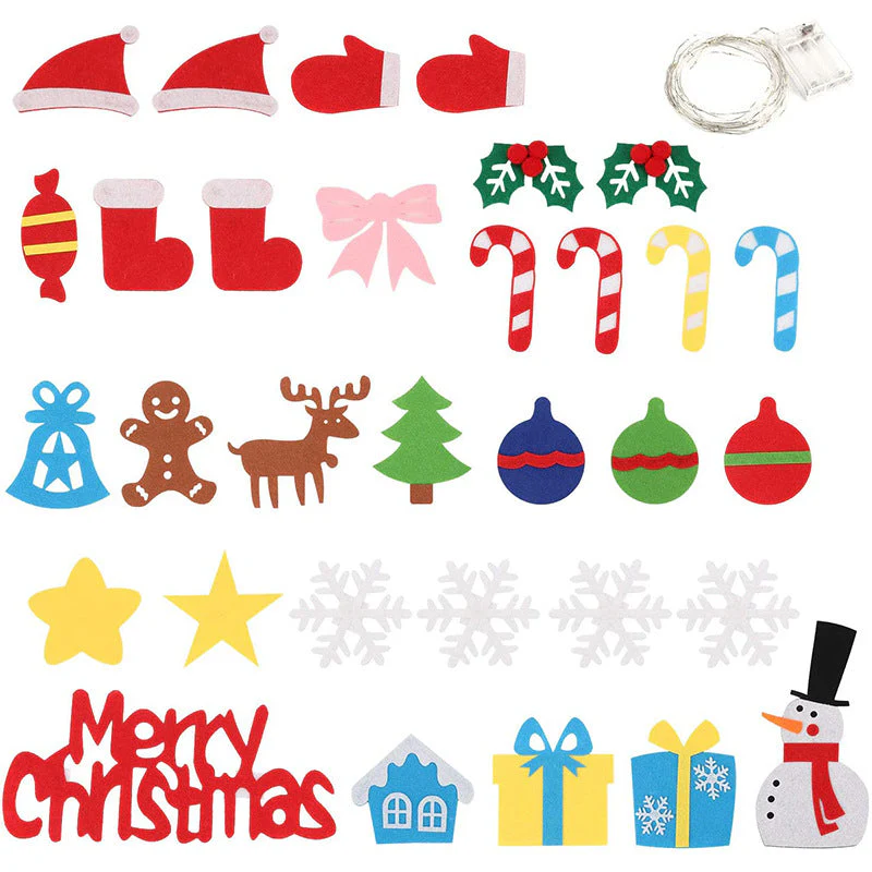 FeltJoy | Dekorativer Weihnachtsbaum für die Wand mit hängenden Filzornamenten - Image 4