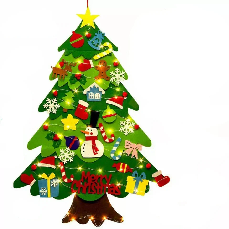 FeltJoy | Dekorativer Weihnachtsbaum für die Wand mit hängenden Filzornamenten - Image 5