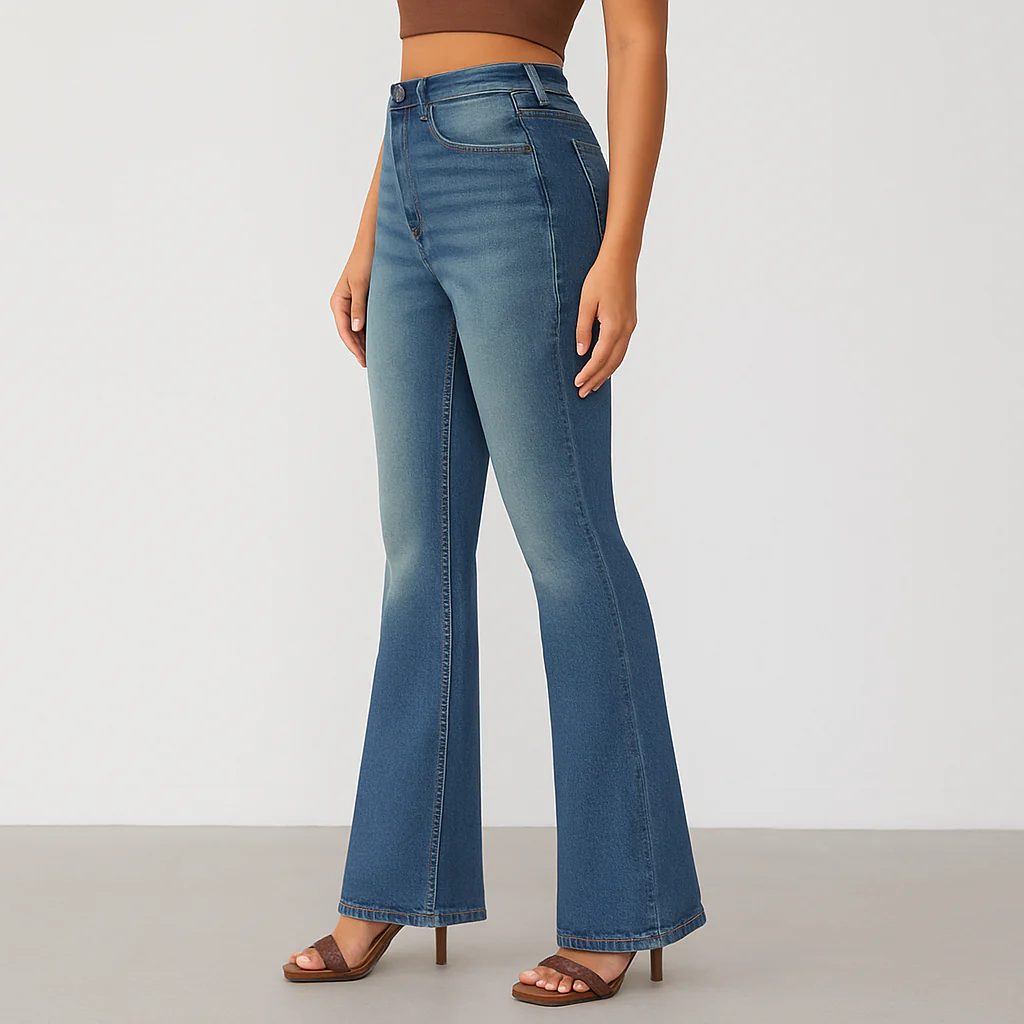 Fenn – Damen Schlagjeans mit hohem Bund – Figurbetonter Stretch-Denim - Image 2