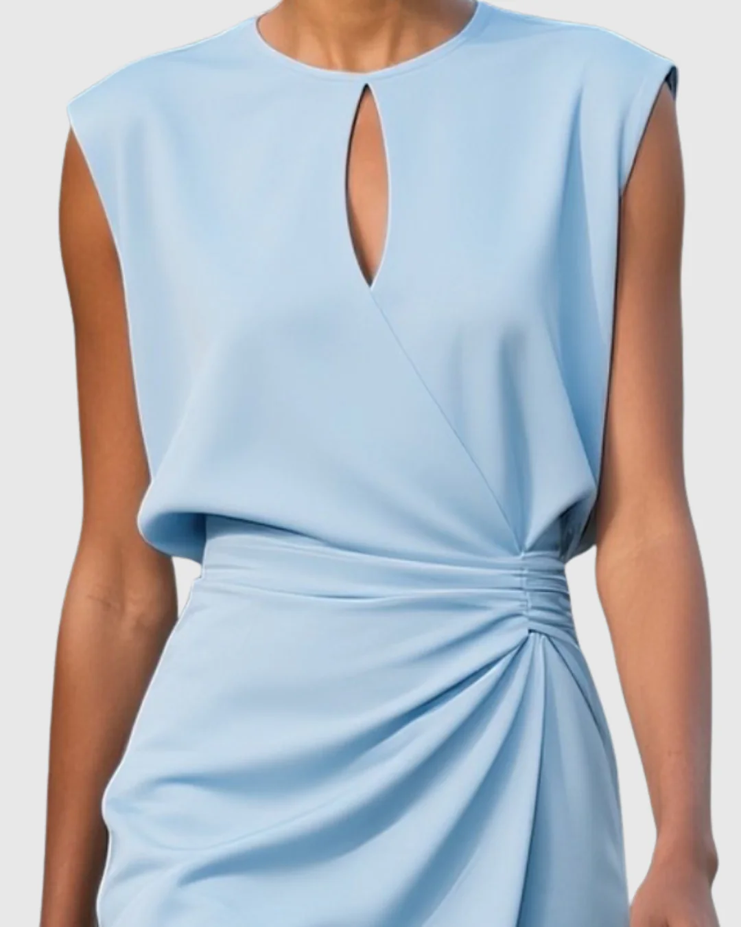 Festliche Kleider Damen – Elegantes Knielanges Kleid für Jeden Anlass mit Raffungen und Schlüssellochausschnitt - Image 2