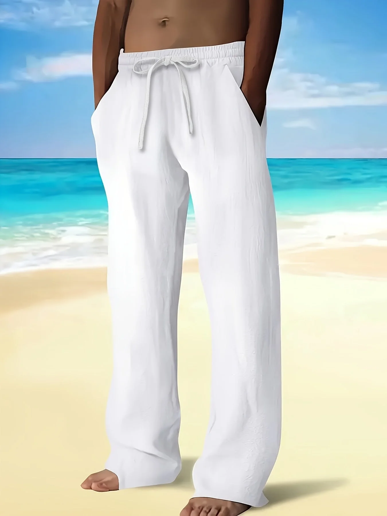 Finn – Lässige Leinen Strandhose Mit Kordelzug - Image 6