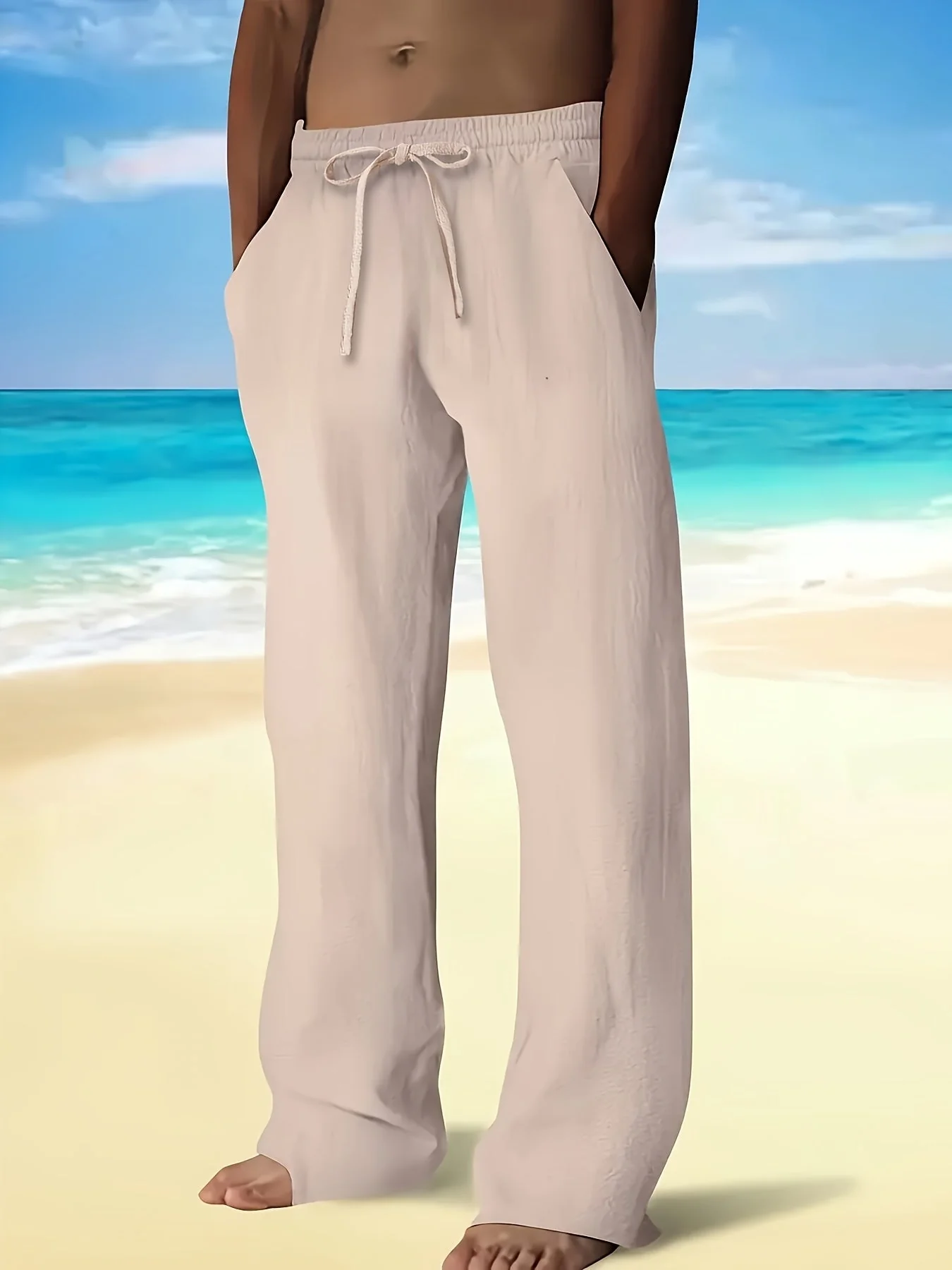 Finn – Lässige Leinen Strandhose Mit Kordelzug - Image 8
