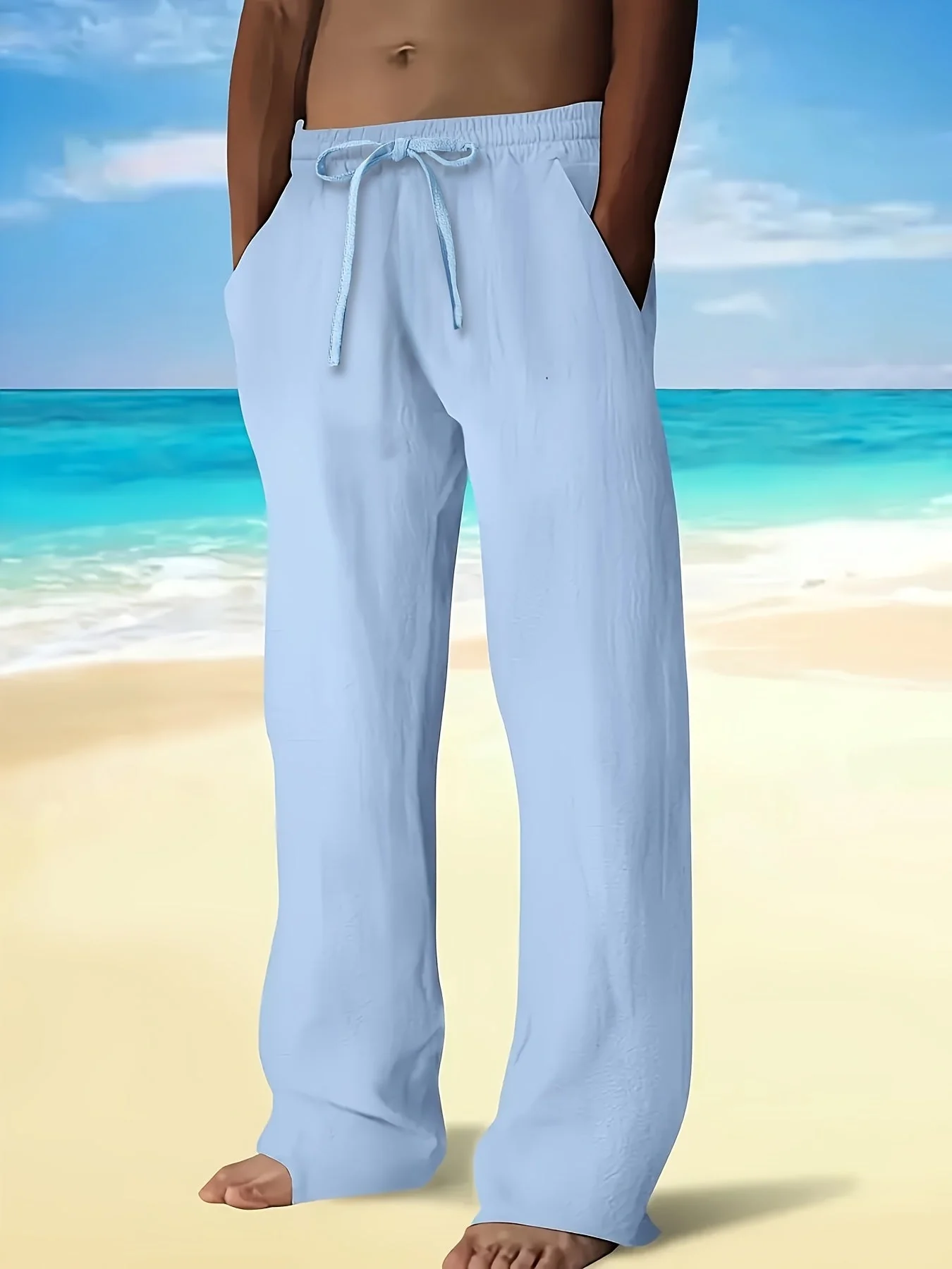 Finn – Lässige Leinen Strandhose Mit Kordelzug - Image 9