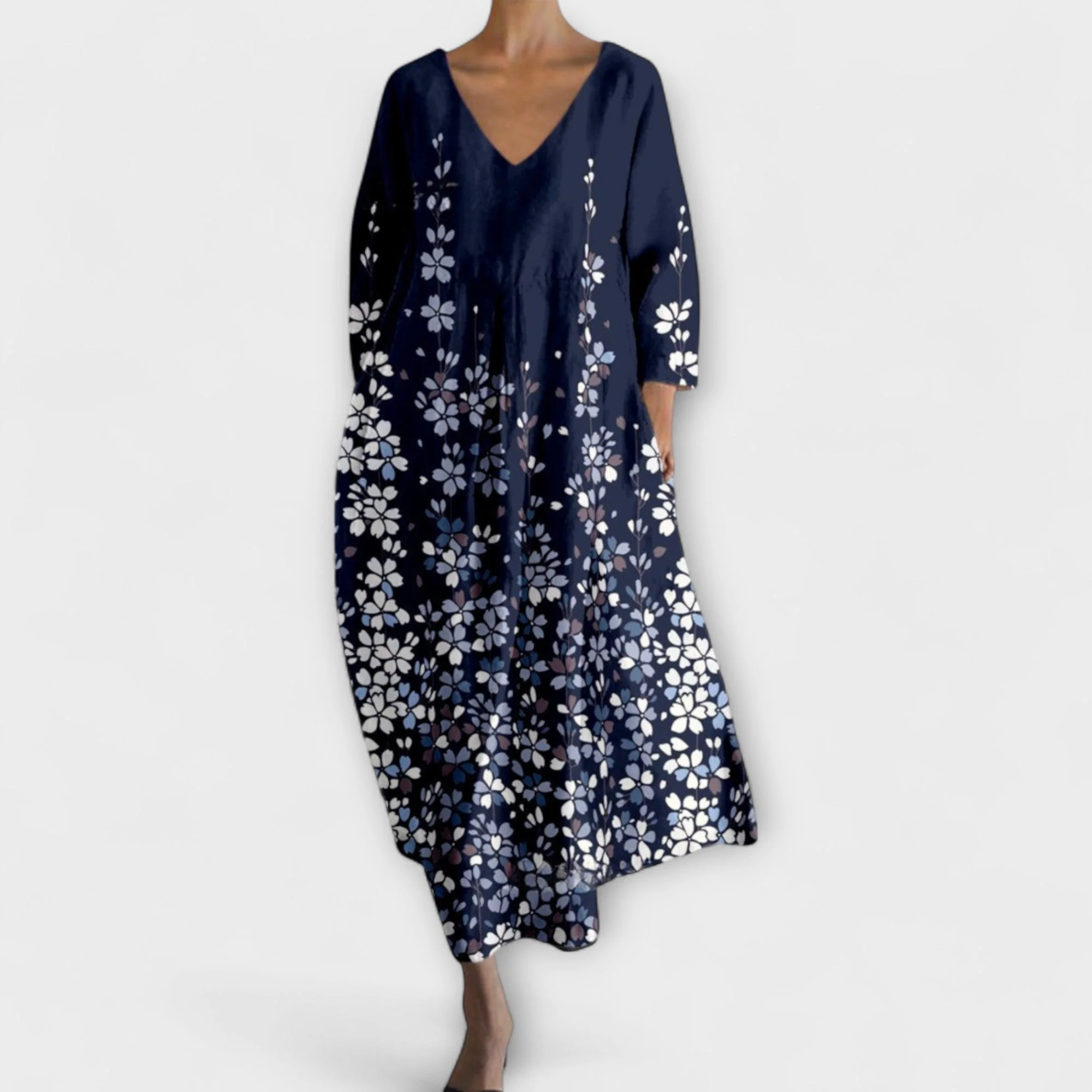 Fiona - Langes, Buntes Kleid mit V-Ausschnitt - Image 11
