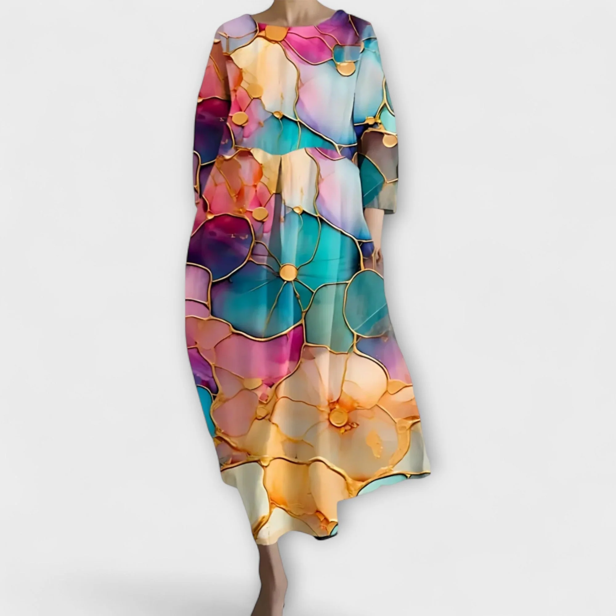 Fiona - Langes, Buntes Kleid mit V-Ausschnitt - Image 13