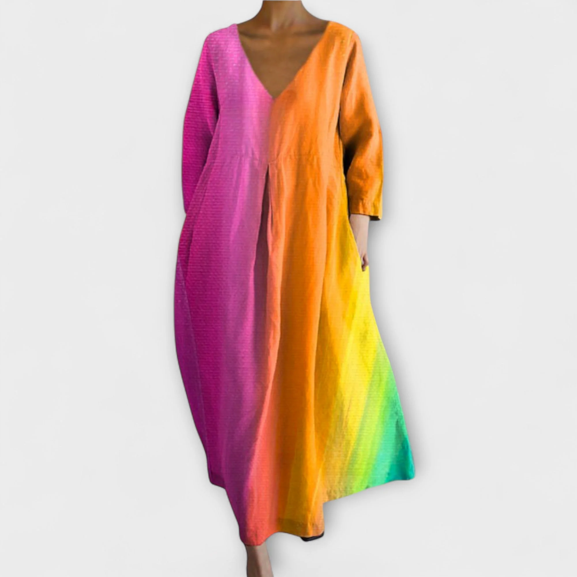 Fiona - Langes, Buntes Kleid mit V-Ausschnitt - Image 3
