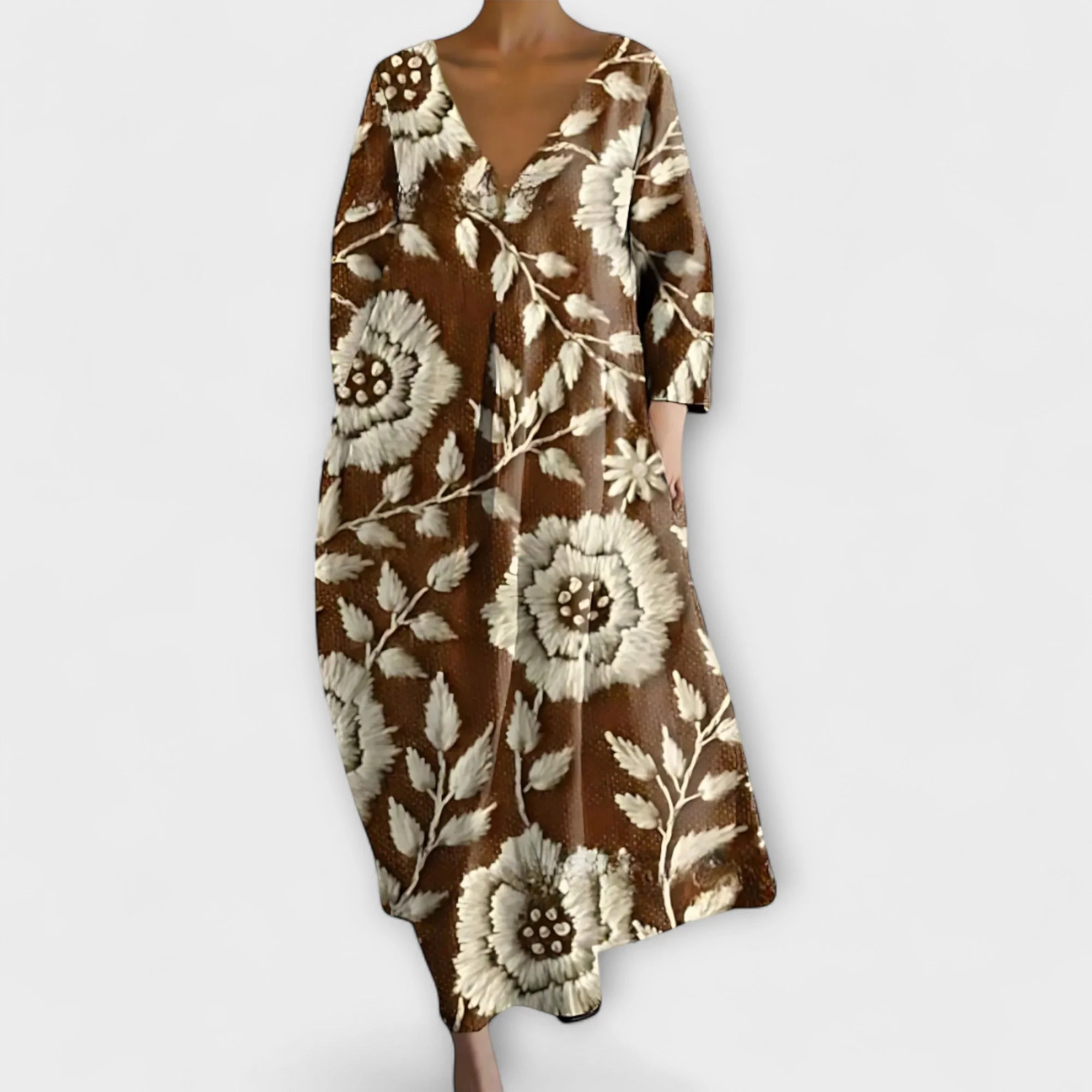 Fiona - Langes, Buntes Kleid mit V-Ausschnitt - Image 8