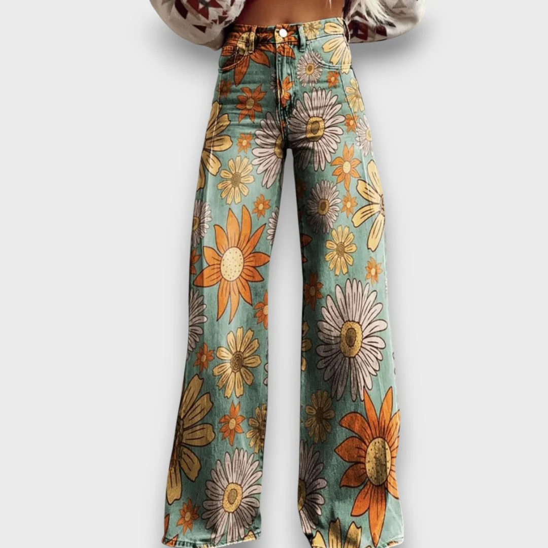 Fiorella – Weit geschnittene Jeans mit Retro-Blumenprint - Image 2