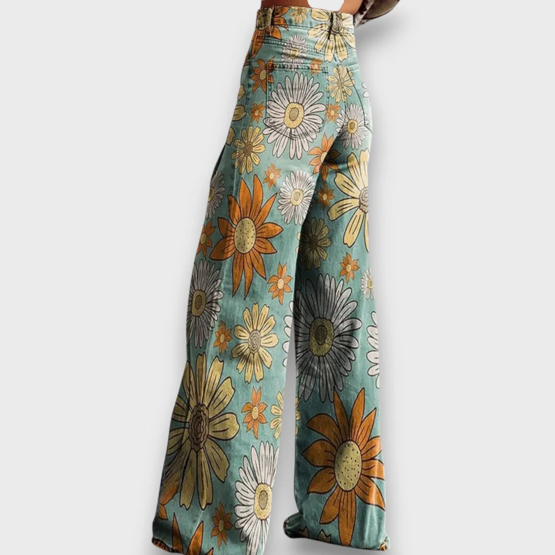 Fiorella – Weit geschnittene Jeans mit Retro-Blumenprint - Image 3