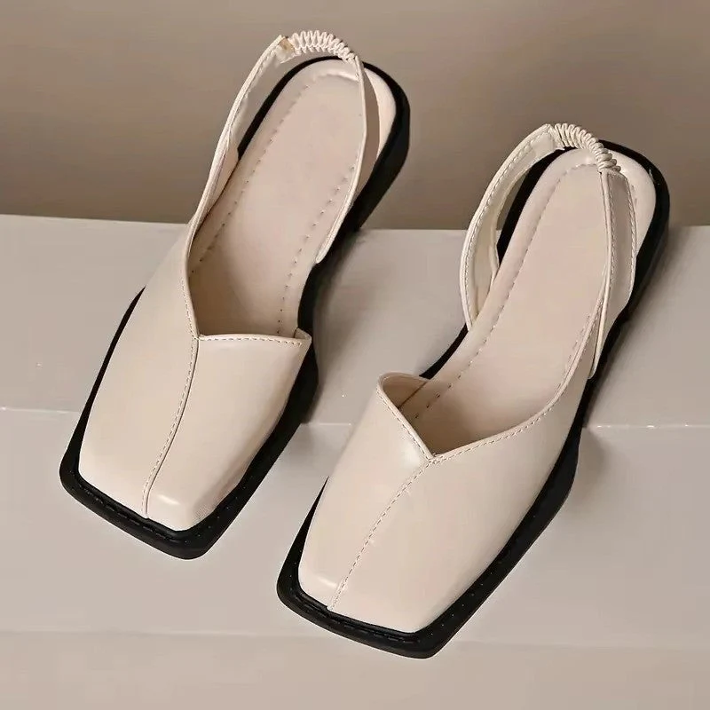 Nora | Damen Flache Schuhe Eckige Spitze Fersenriemen Veganes Leder – Square Toe 2026 - Image 2