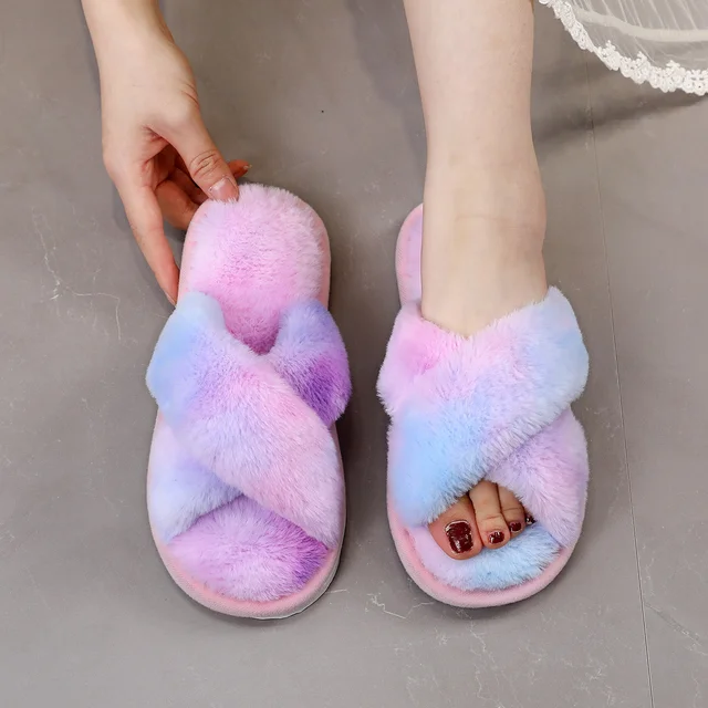 Flauschige Pantoffeln mit Kreuzriemen für Damen - Image 9