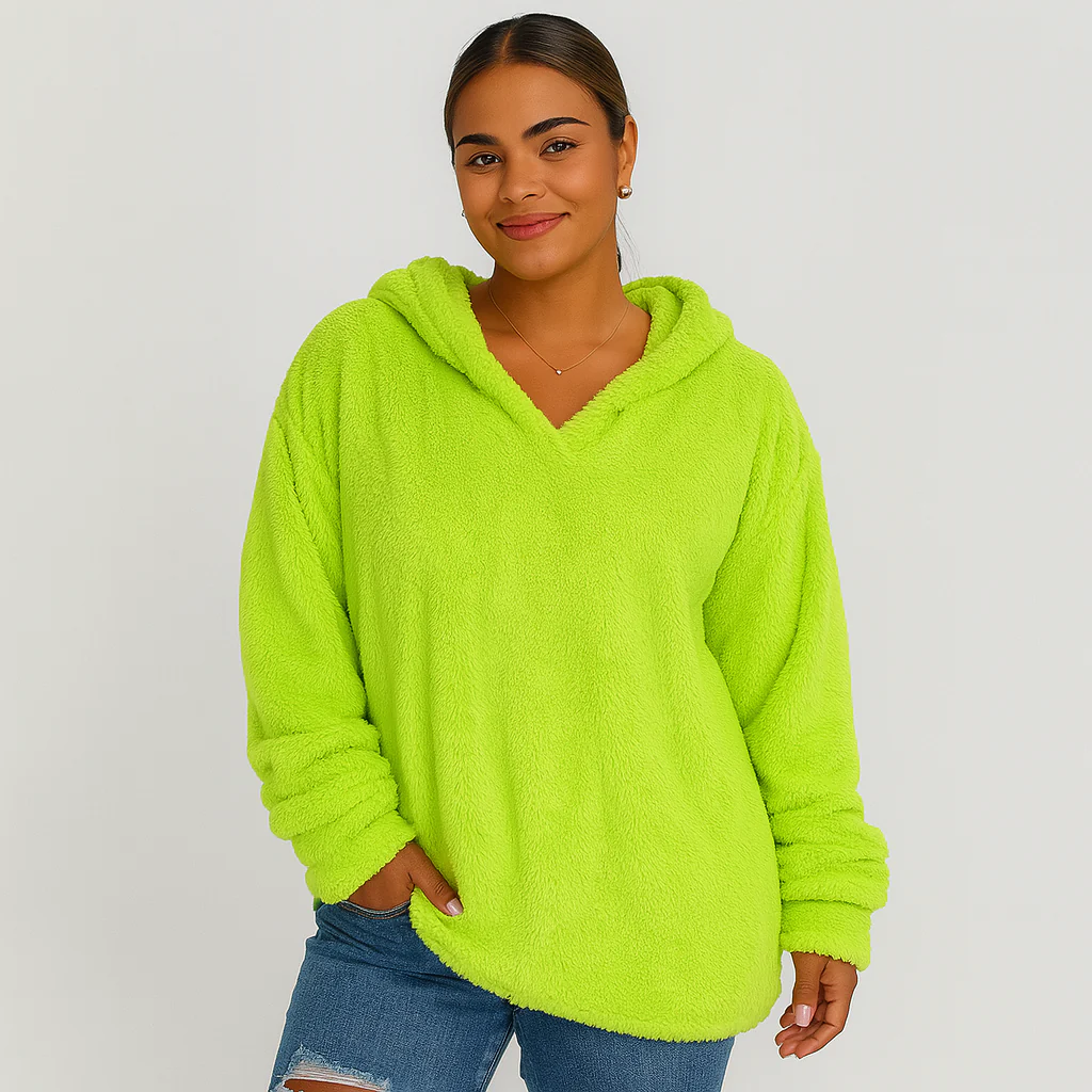 Fleece-Kapuzenpullover – Unifarbenes Damen Sweatshirt mit langen Ärmeln - Image 10