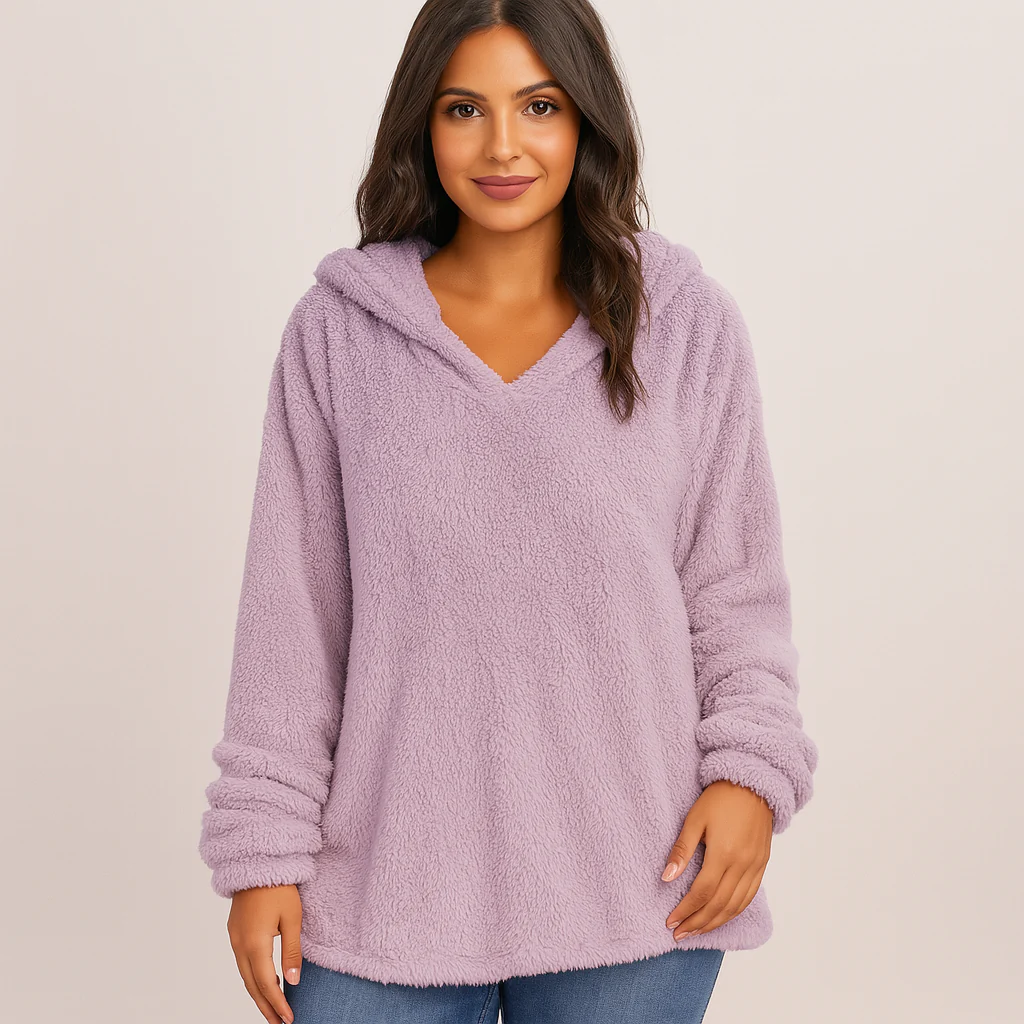Fleece-Kapuzenpullover – Unifarbenes Damen Sweatshirt mit langen Ärmeln - Image 11