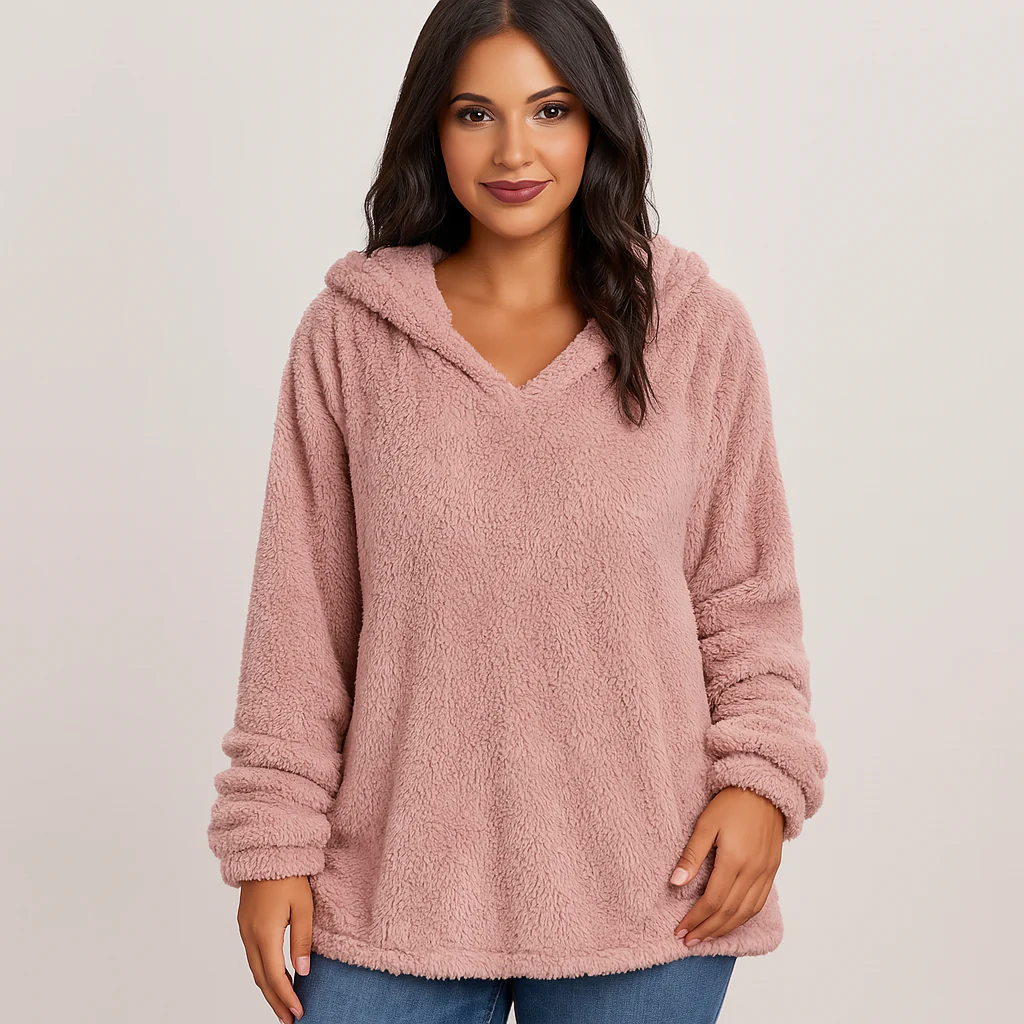 Fleece-Kapuzenpullover – Unifarbenes Damen Sweatshirt mit langen Ärmeln - Image 12