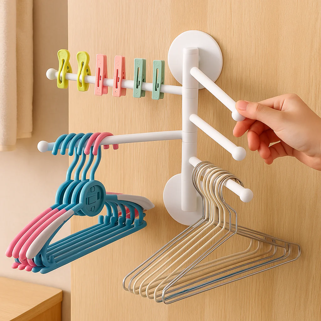 FlexiRack – Zusammenklappbare, rotierende Wandhalterung und Handtuchhalter - Image 2