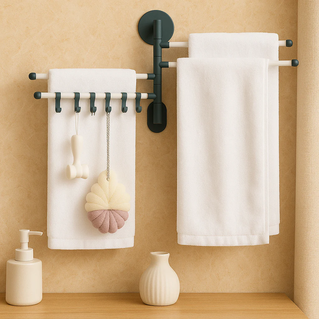 FlexiRack – Zusammenklappbare, rotierende Wandhalterung und Handtuchhalter - Image 7