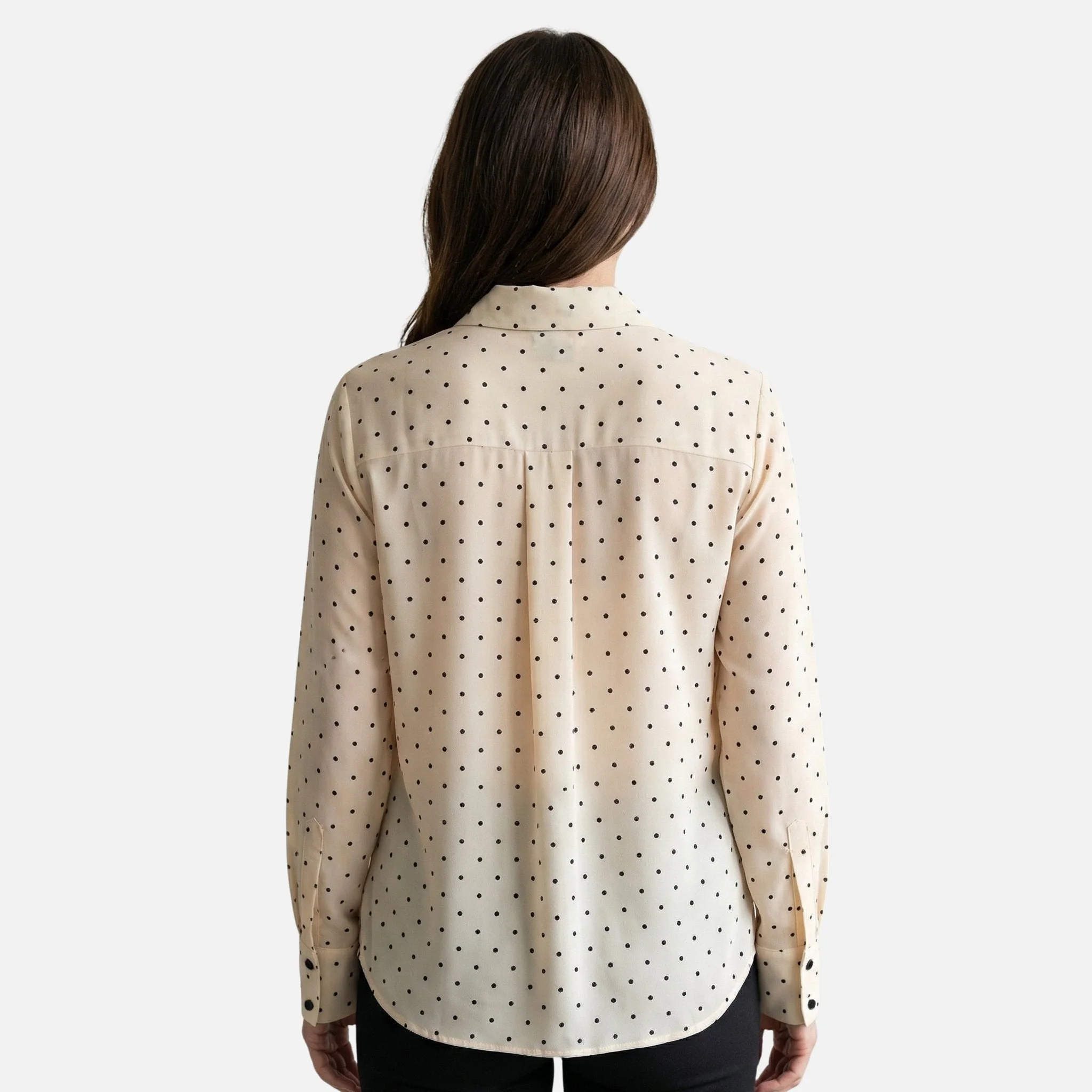 Petra | Damen Fließende Tupfenbluse Schleifenkragen – Polka Dot Bluse Schleife - Image 3