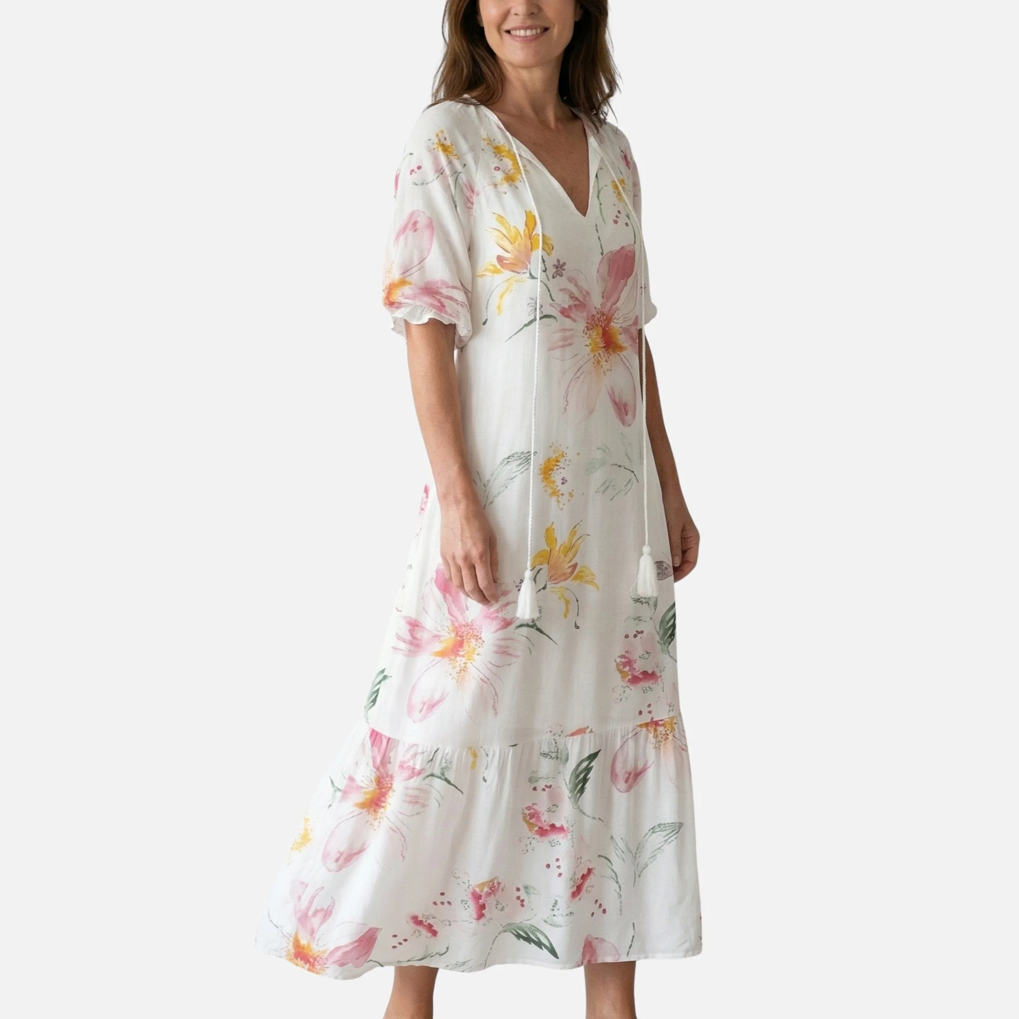 Lieselotte | Damen Fließendes Midikleid Viskose-Mix V-Ausschnitt – Viskose Midi V-Neck - Image 2
