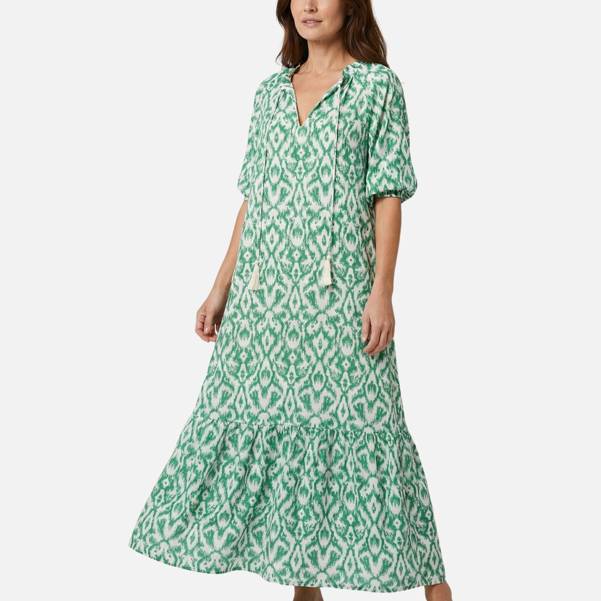 Lieselotte | Damen Fließendes Midikleid Viskose-Mix V-Ausschnitt – Viskose Midi V-Neck - Image 3