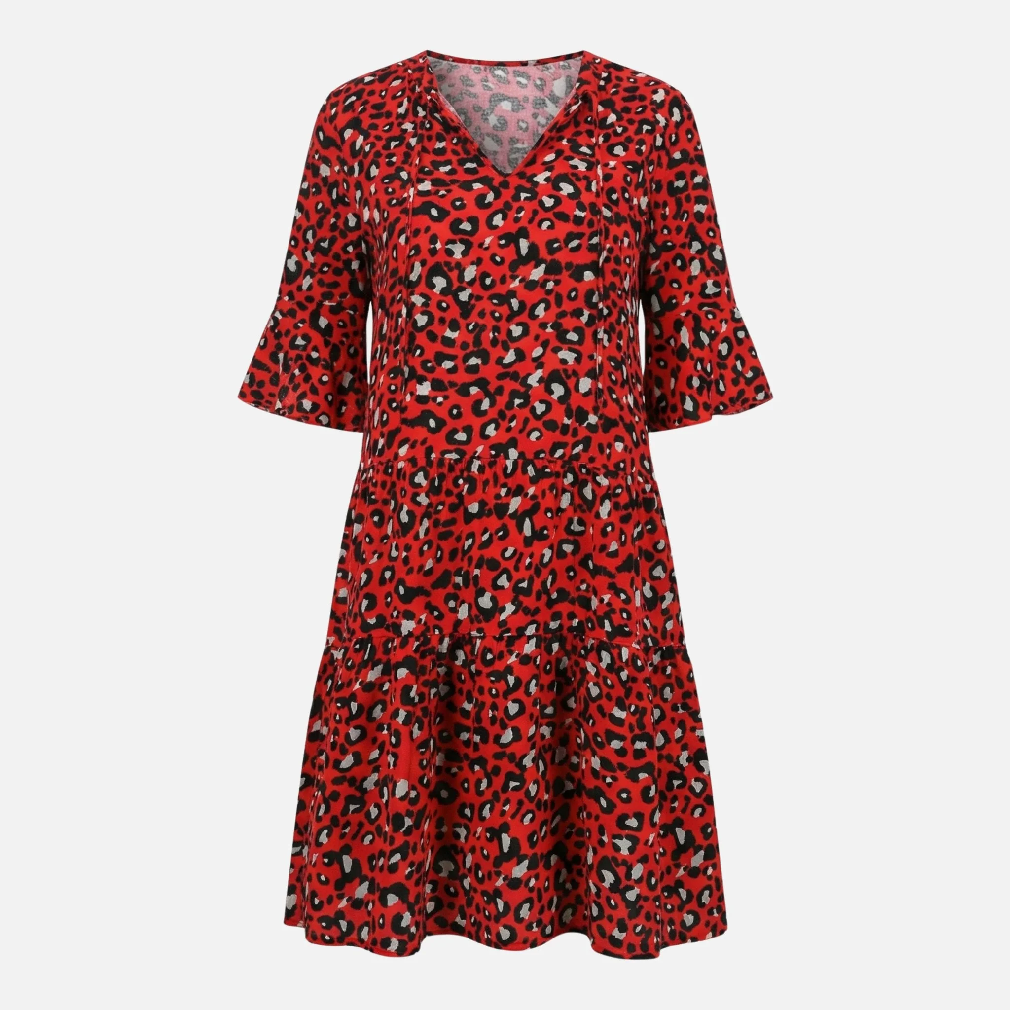 Waltraud | Damen Fließendes Midikleid Leoparden V-Ausschnitt – Leo Midi Kleid - Image 7