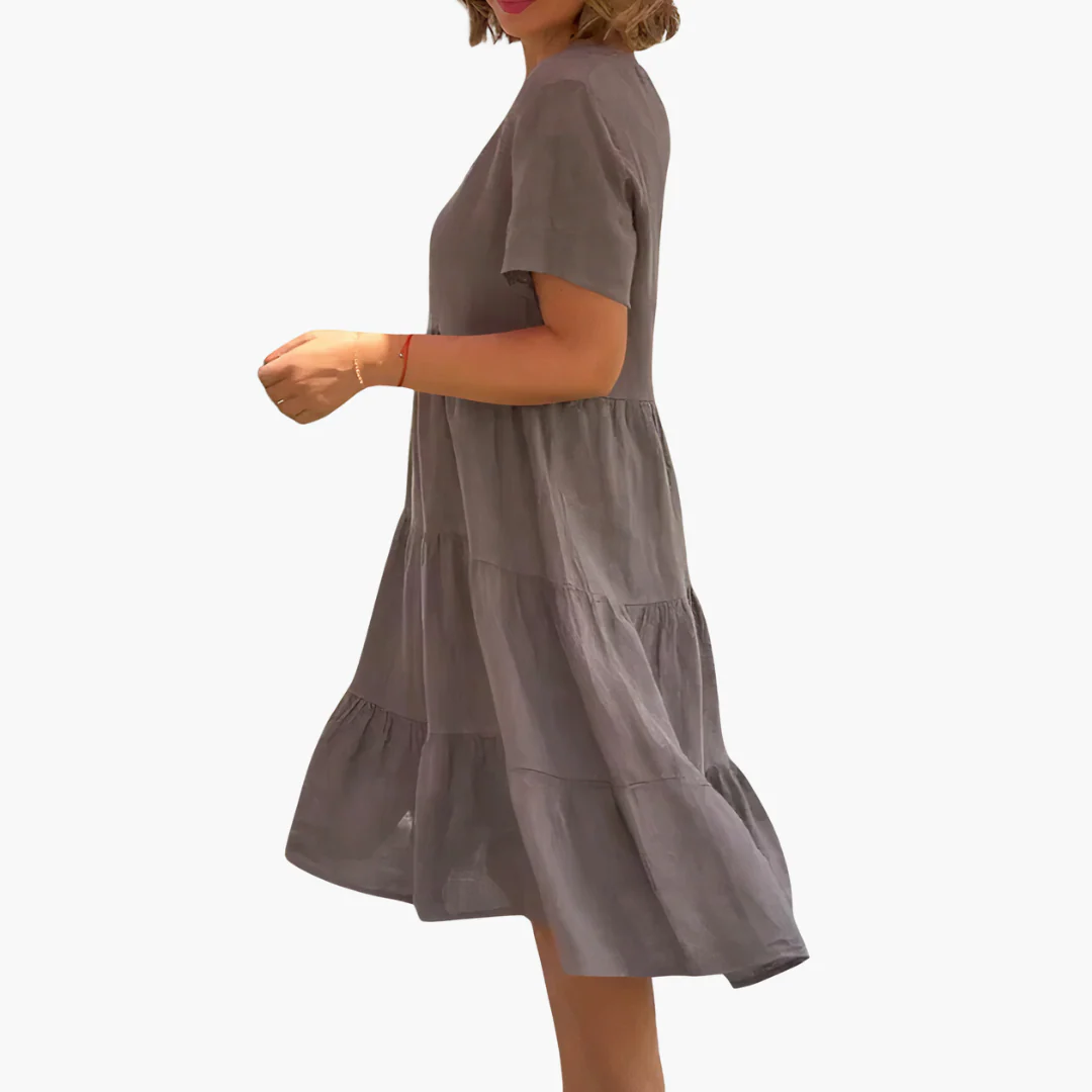 Fließendes V-Ausschnitt-Kleid für Damen - entspannte Passform - Image 2