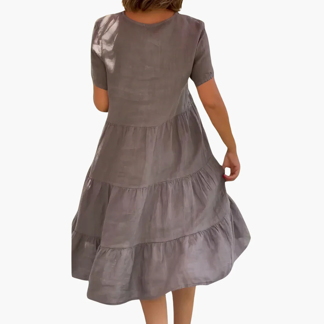Fließendes V-Ausschnitt-Kleid für Damen - entspannte Passform - Image 4