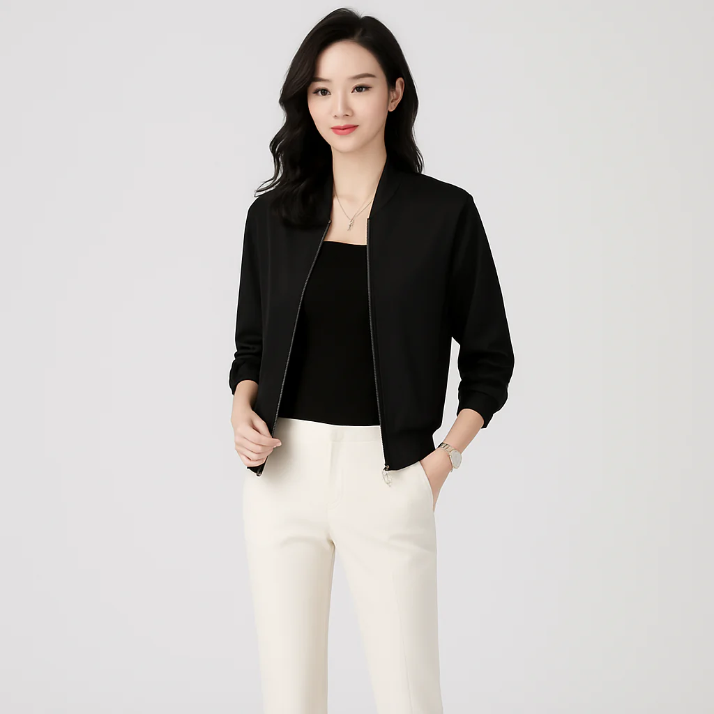 Fliegerblouson aus Satin für Damen – lockere Passform, Reißverschluss, Allwetterstil - Image 5