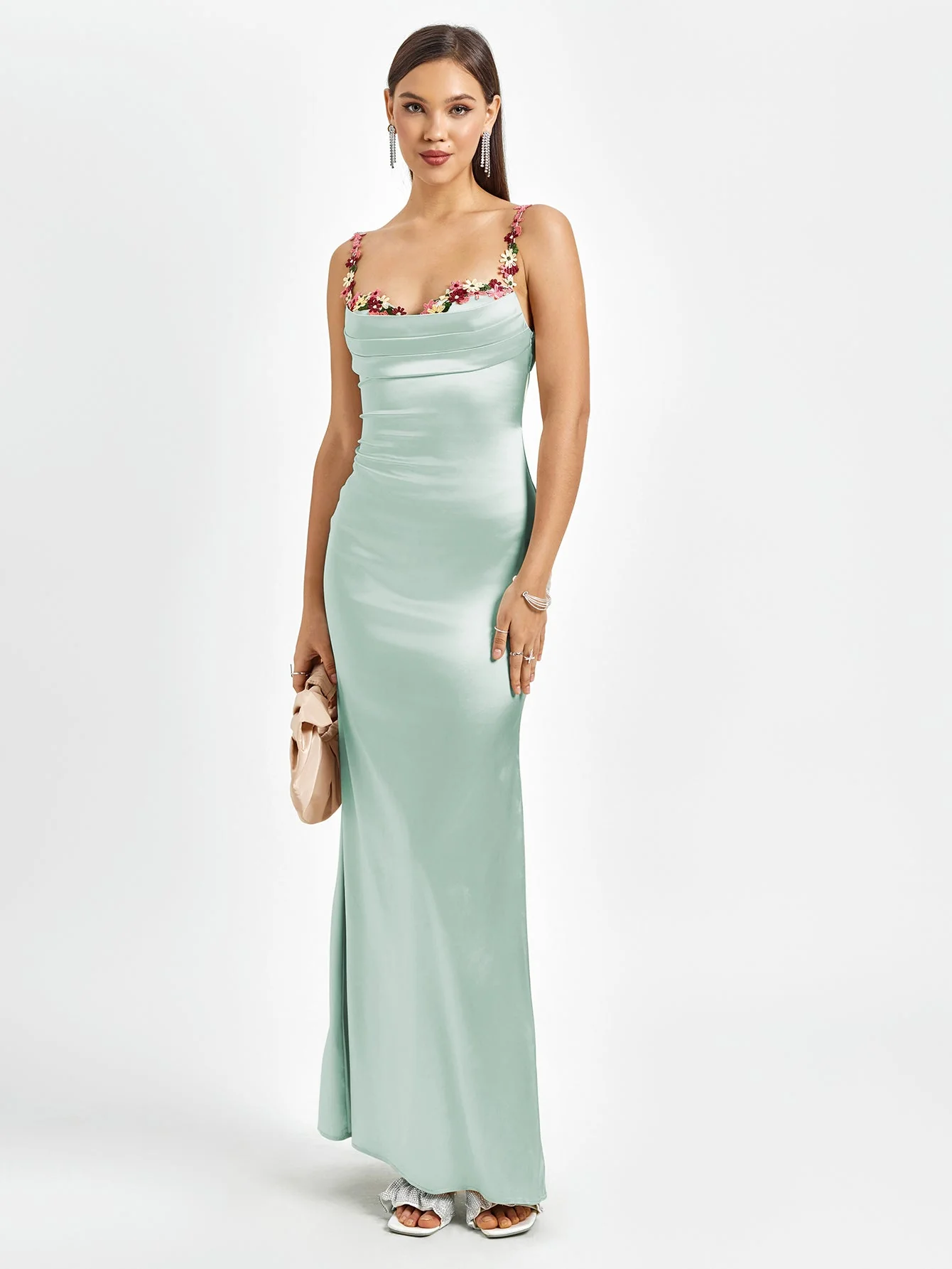 Flora | Satin Maxikleid für den Abend - Image 13