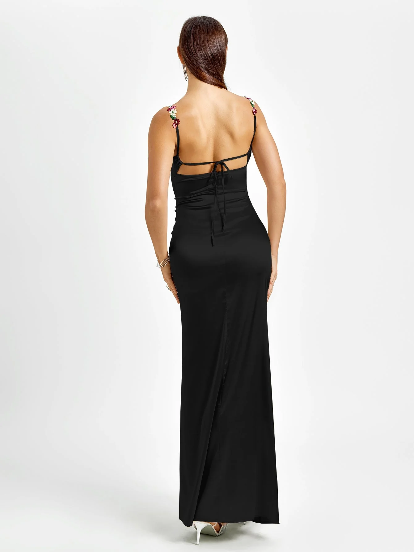 Flora | Satin Maxikleid für den Abend - Image 2