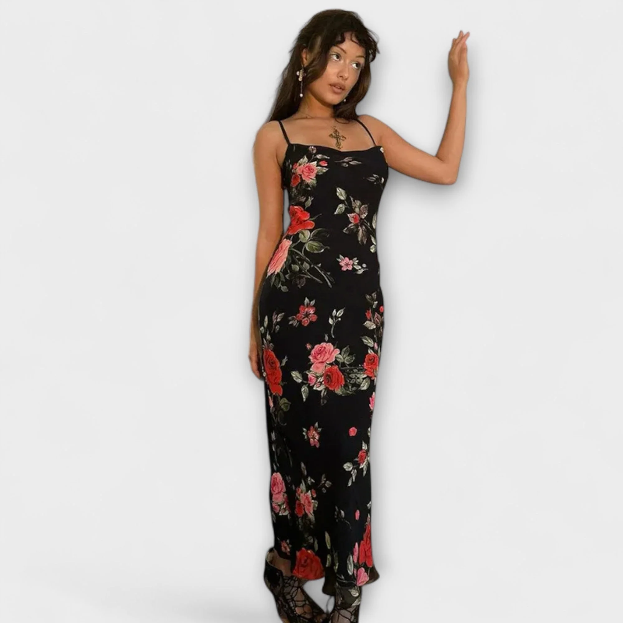 Floral Print Spaghetti Strap Bodycon Dress - Image 2