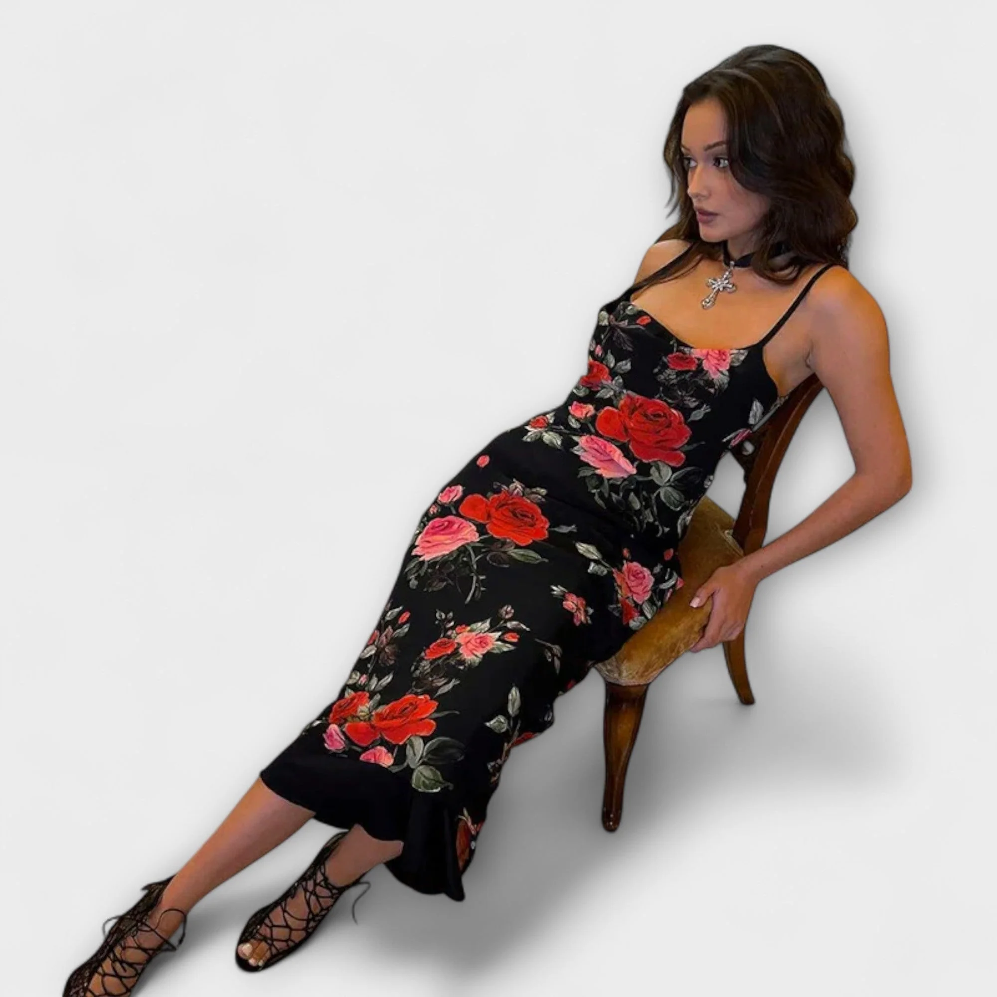 Floral Print Spaghetti Strap Bodycon Dress - Image 4