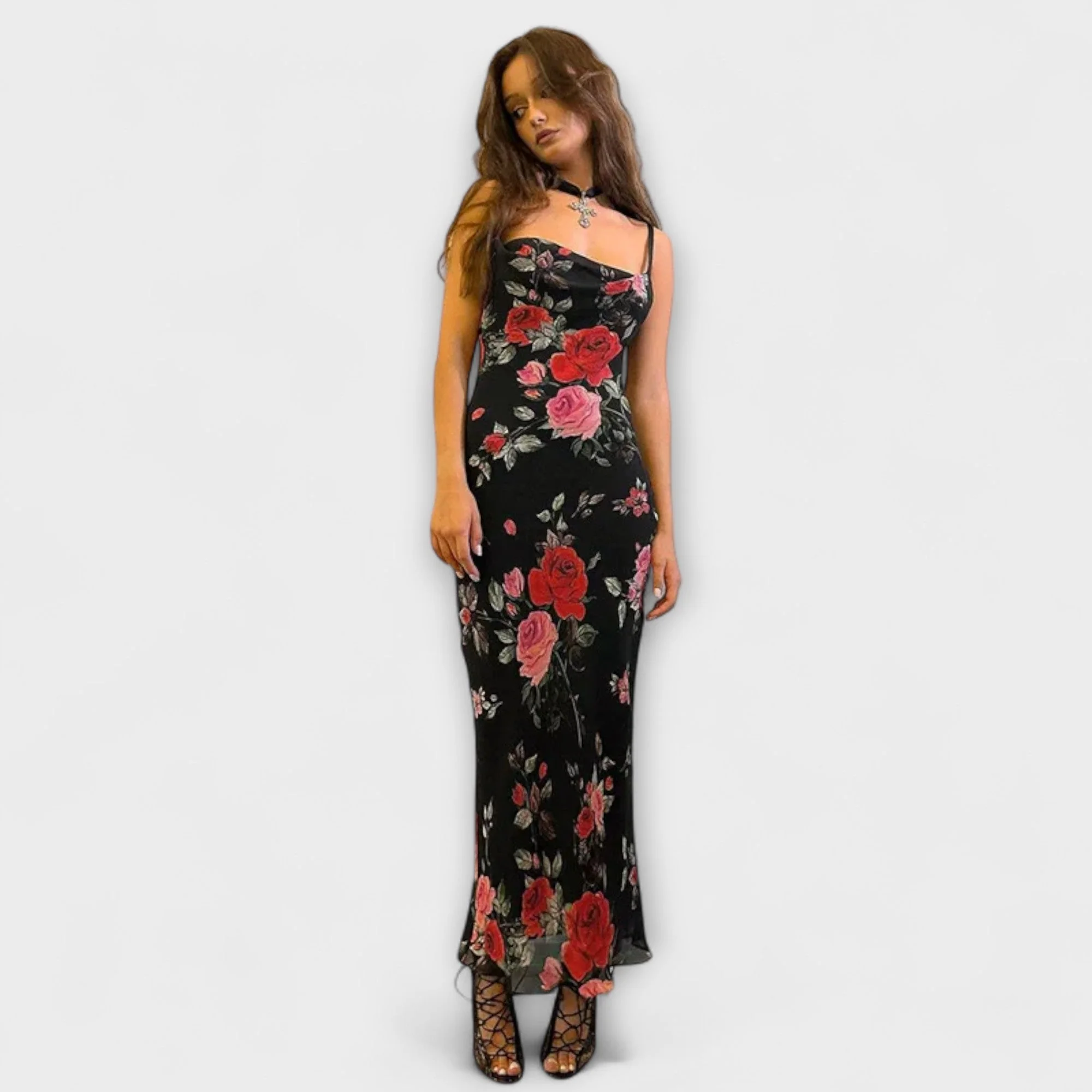 Floral Print Spaghetti Strap Bodycon Dress - Image 5