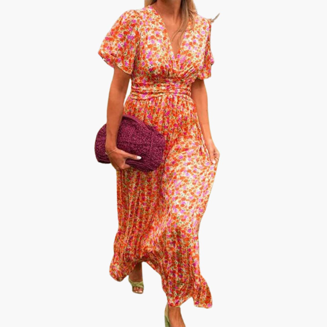 Florales Wickel-Maxikleid - für Damen mit V-Ausschnitt - Image 2