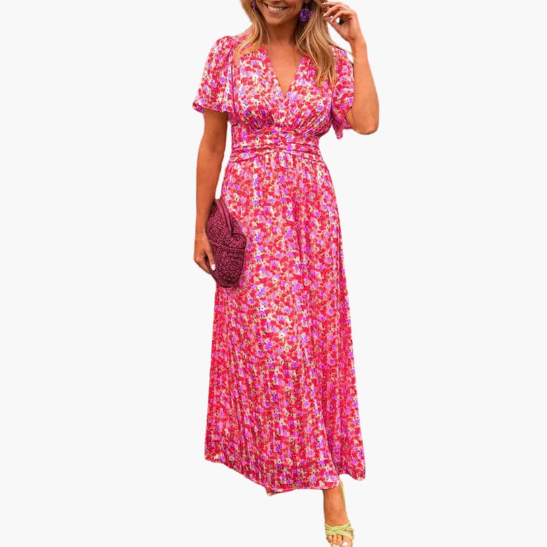 Florales Wickel-Maxikleid - für Damen mit V-Ausschnitt - Image 4