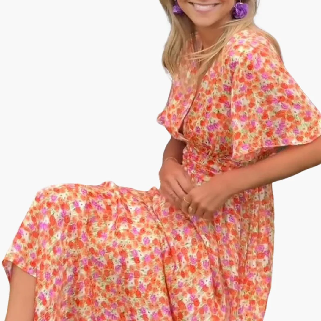 Florales Wickel-Maxikleid - für Damen mit V-Ausschnitt - Image 6