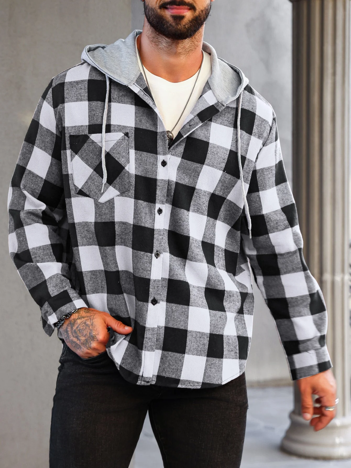 Florian | Kariertes Hoodie-Hemd - Image 2