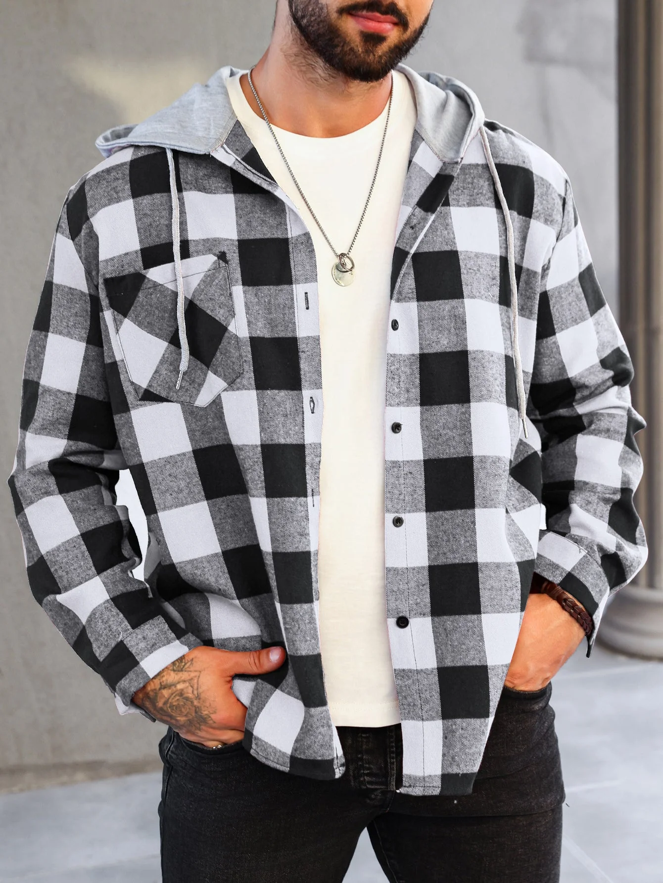 Florian | Kariertes Hoodie-Hemd - Image 4