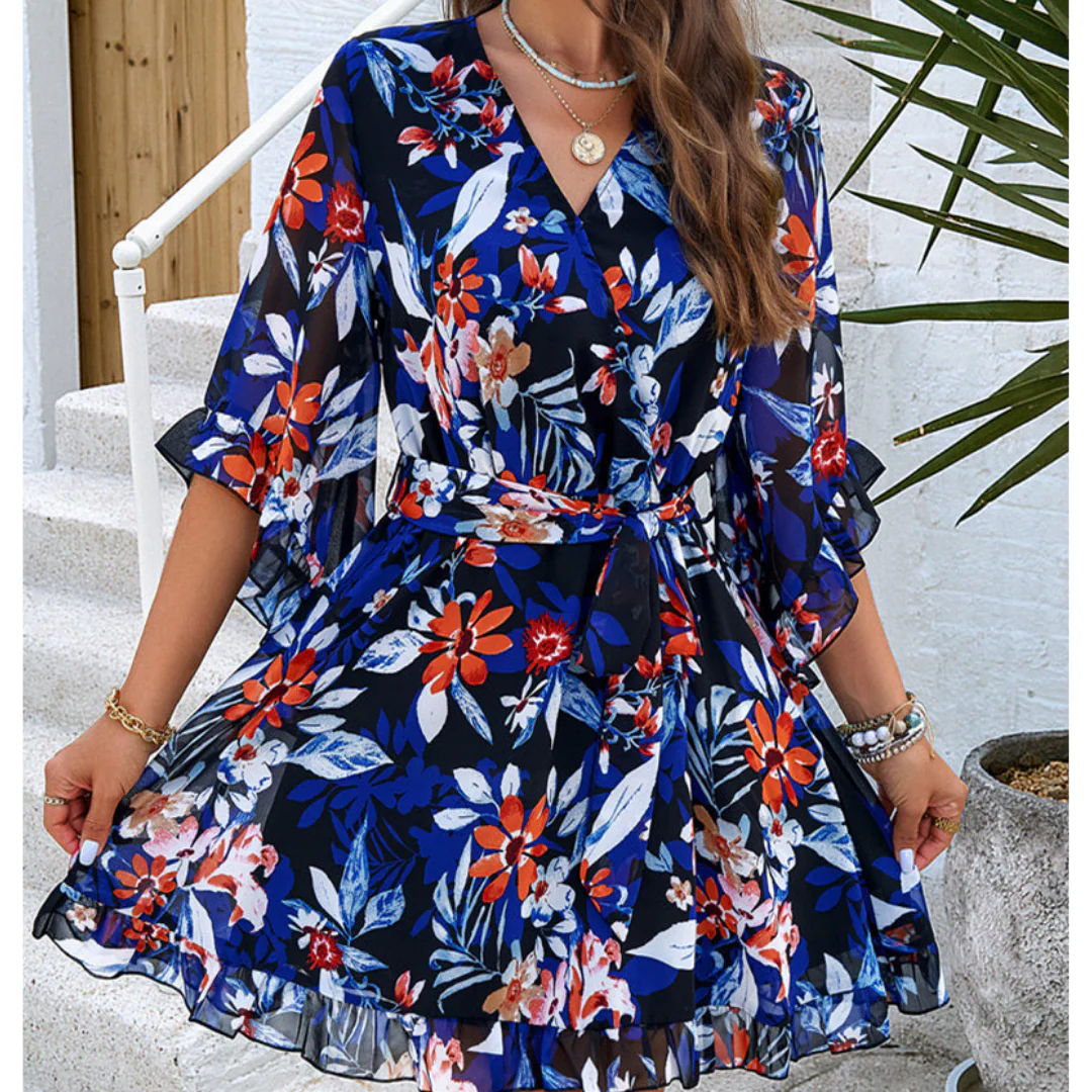 Floriane - Damen Blumen Print Luftiges Kleid - Image 4