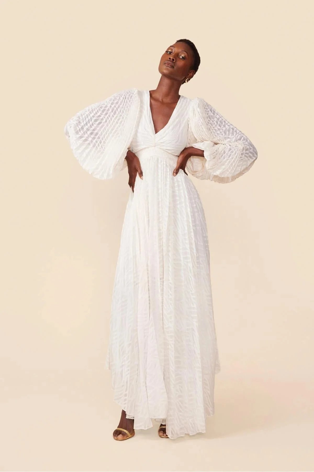 Florie | Langes Chiffon-V-Ausschnitt Kleid - Image 6