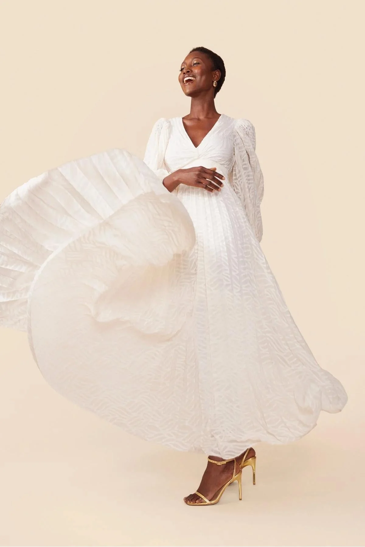 Florie | Langes Chiffon-V-Ausschnitt Kleid - Image 8