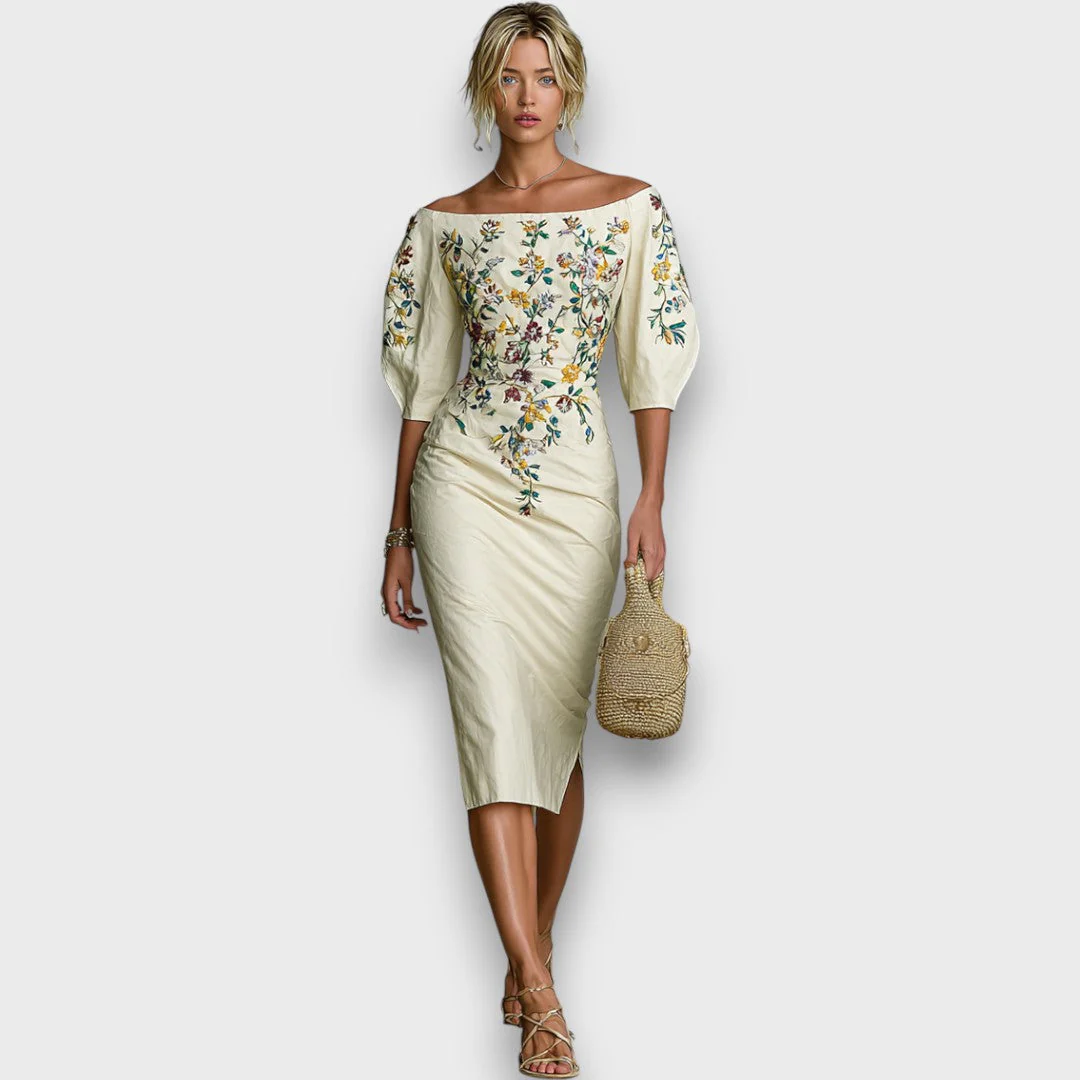 Florisse – Besticktes Midi-Kleid mit Carmen-Ausschnitt - Image 2