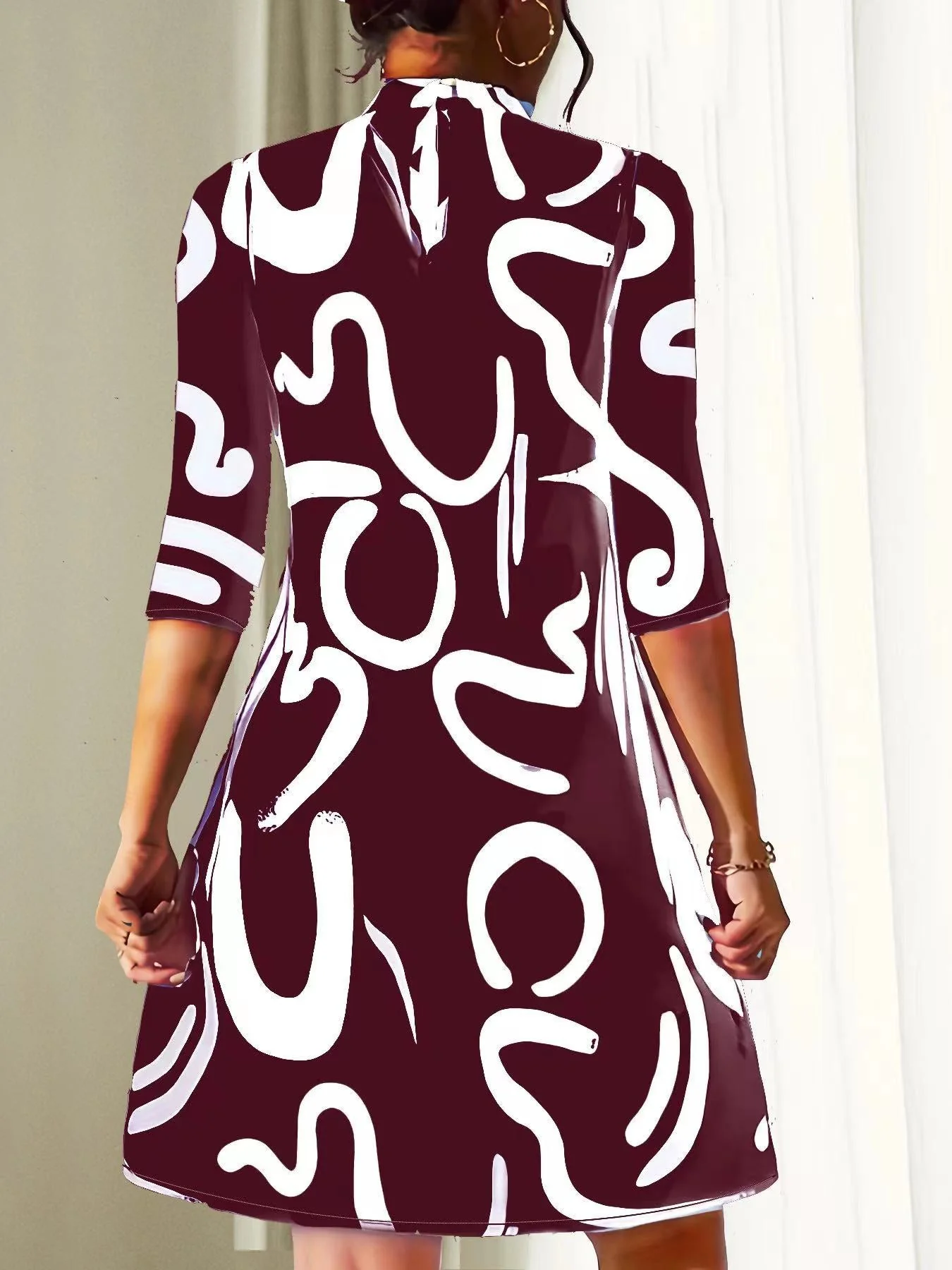 Franca - Rollkragen Bedrucktes Kleid Für Damen - Image 3