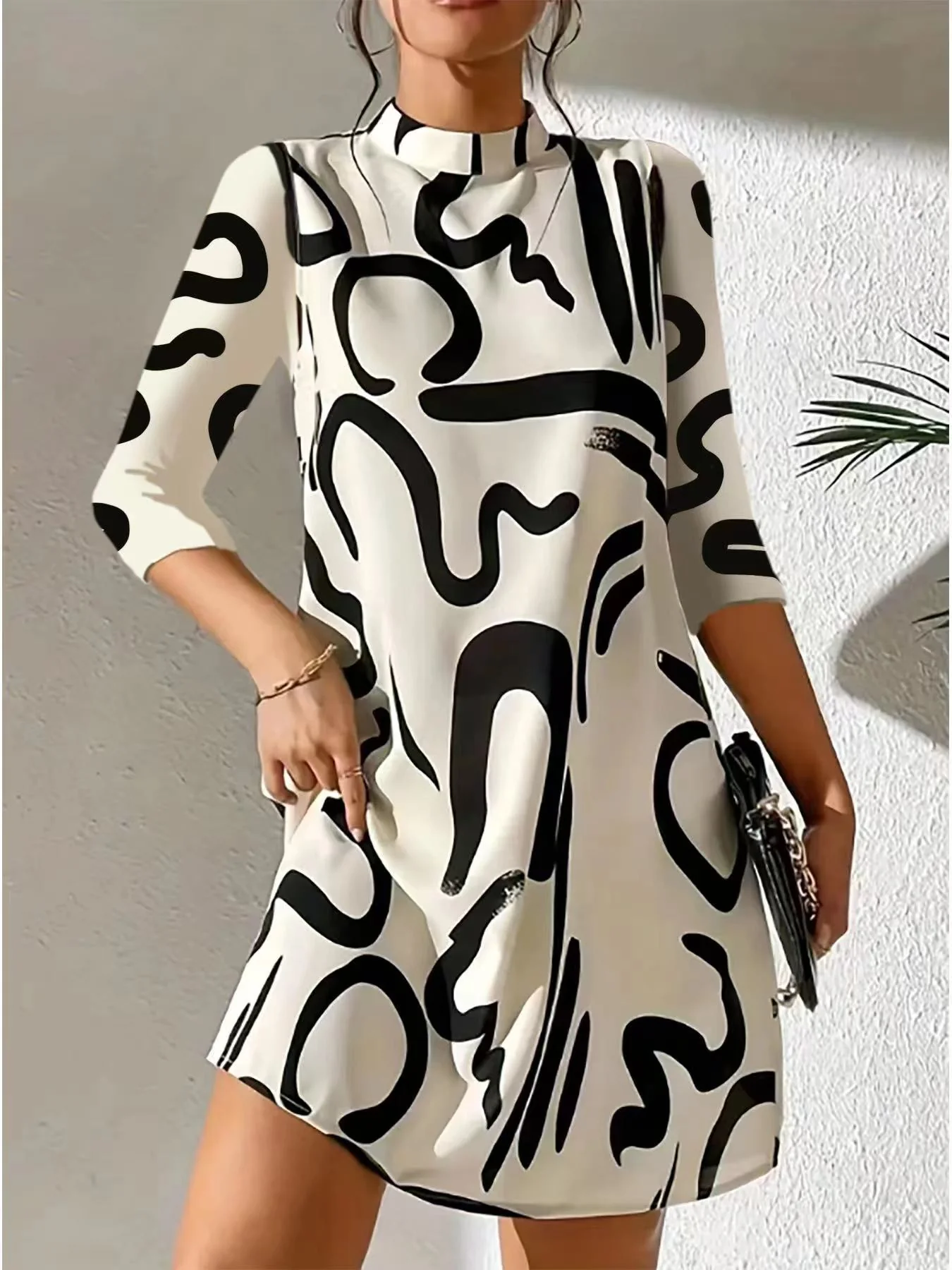Franca - Rollkragen Bedrucktes Kleid Für Damen - Image 5