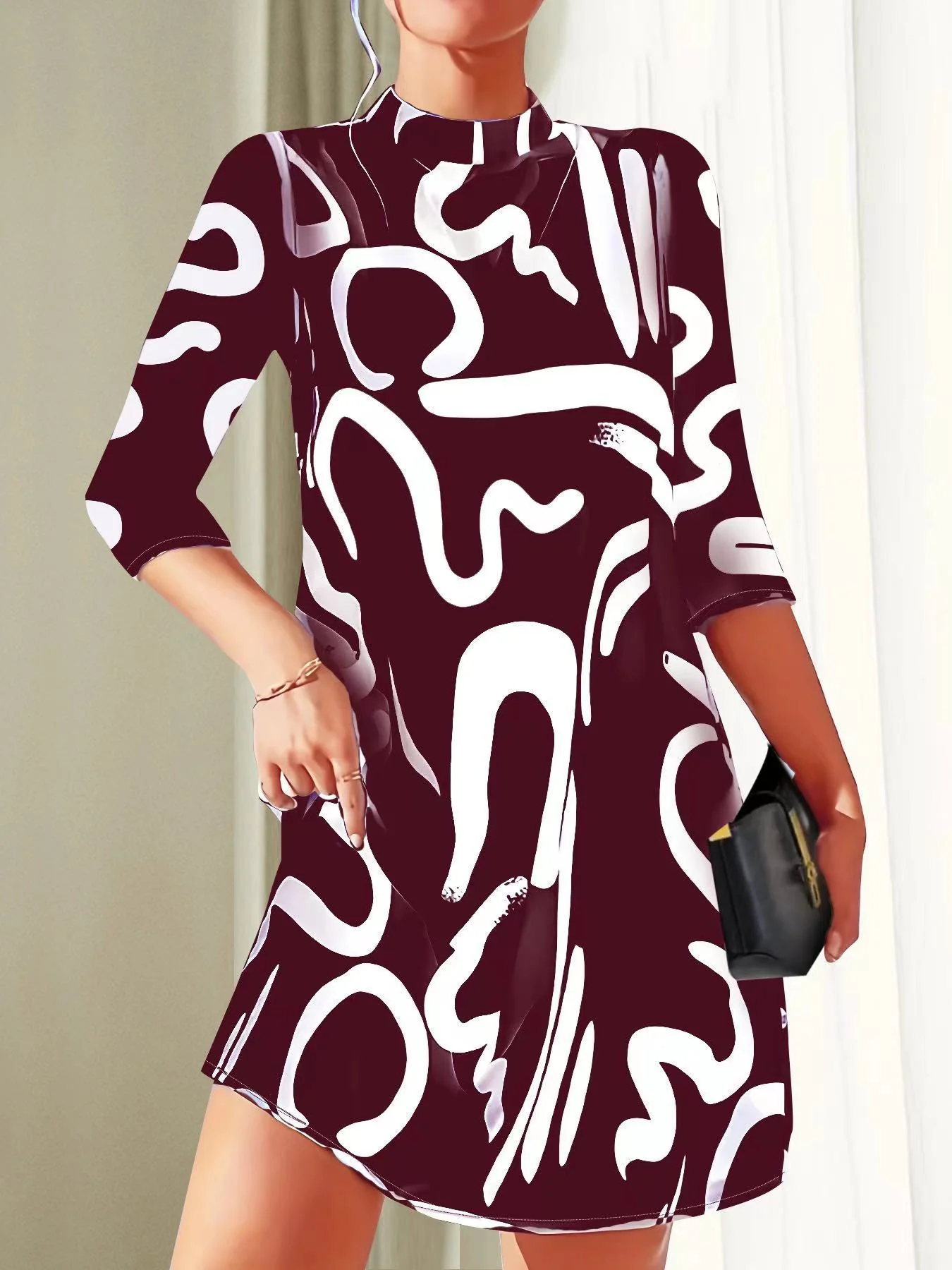 Franca - Rollkragen Bedrucktes Kleid Für Damen - Image 6