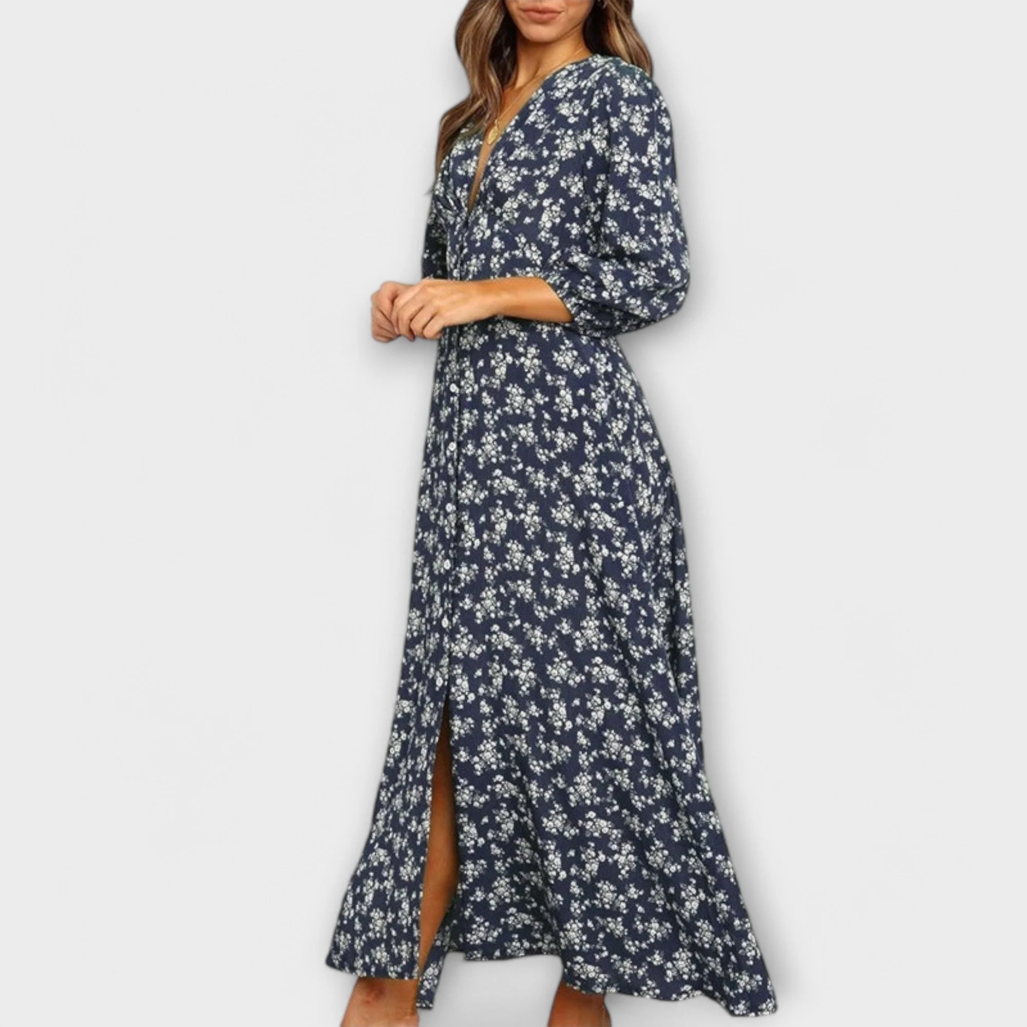 Frauen Blumenmuster Maxi Kleid - Image 2