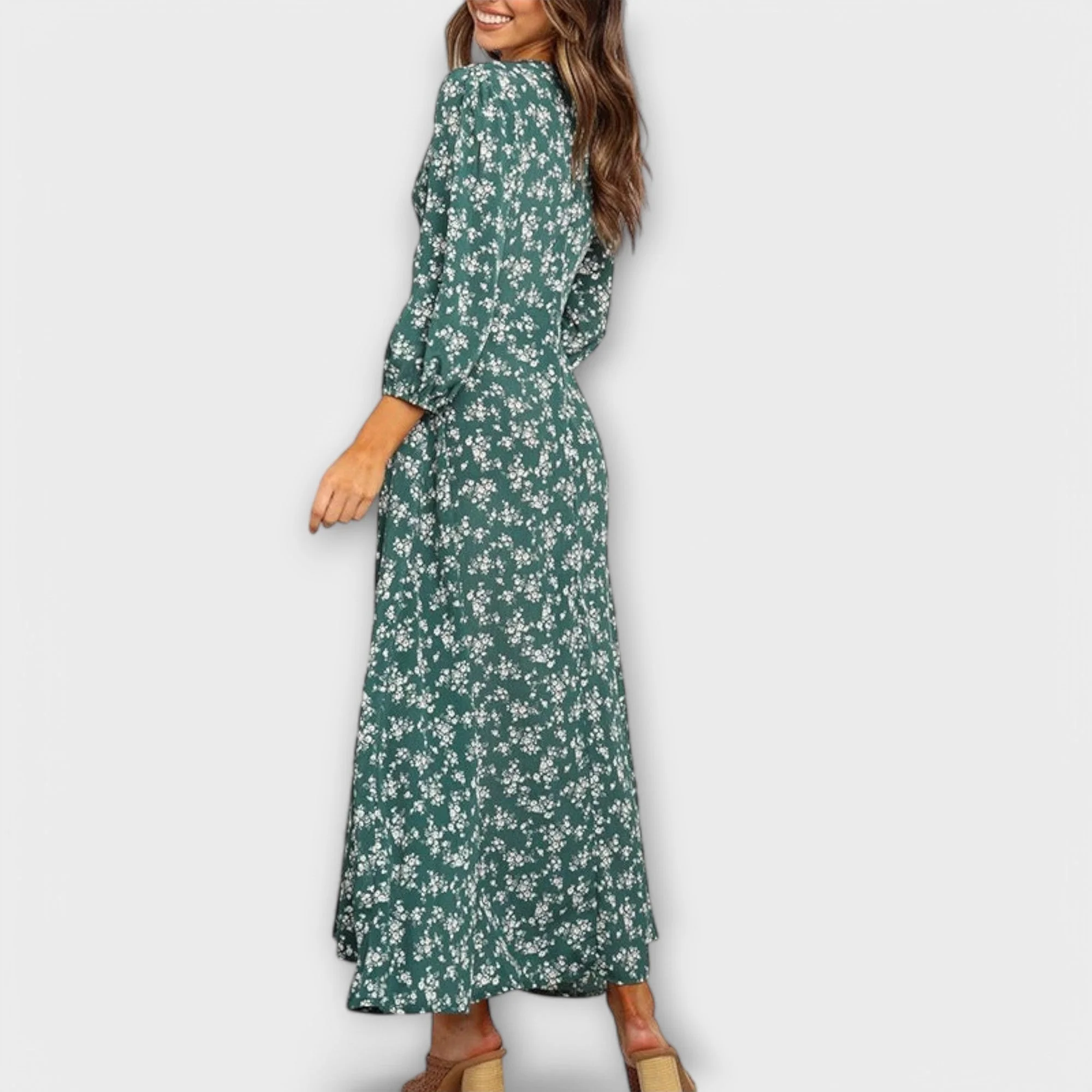 Frauen Blumenmuster Maxi Kleid - Image 3