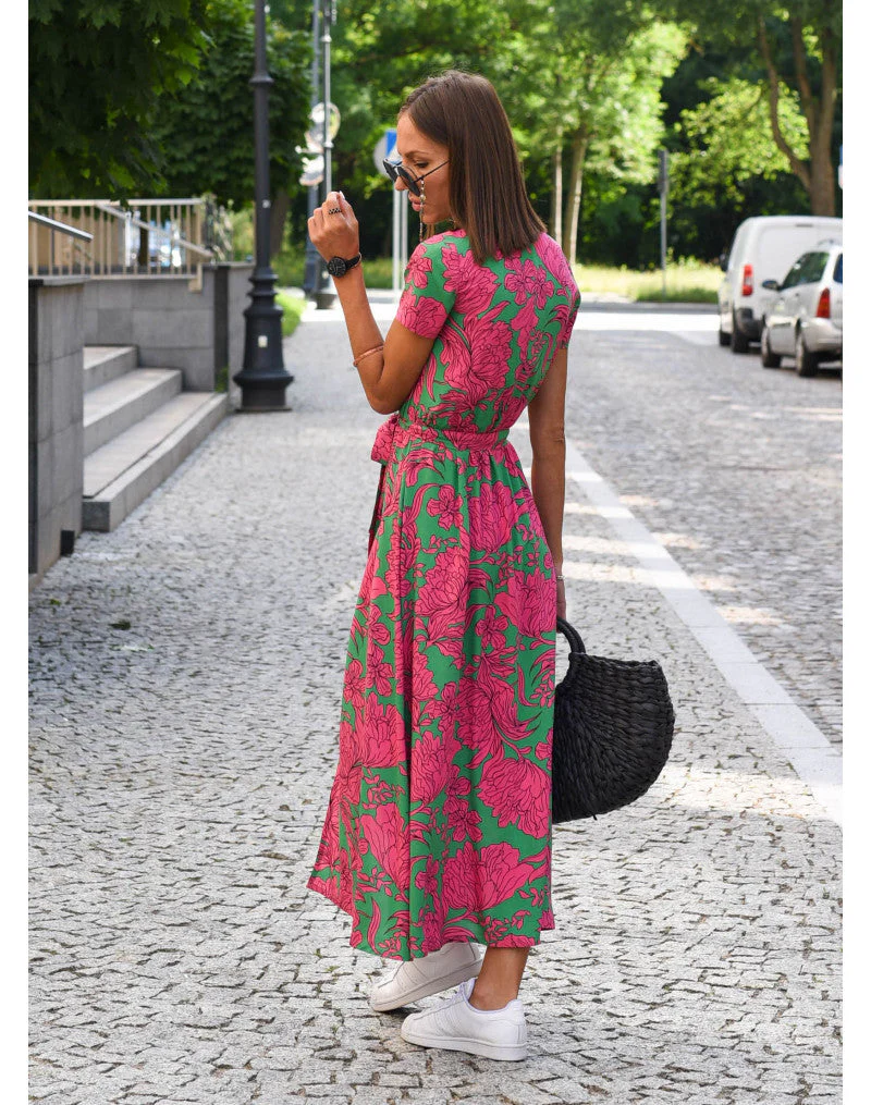 Freya | Auffälliges Midi-Kleid mit Blumenmuster und Taillengürtel - Image 5