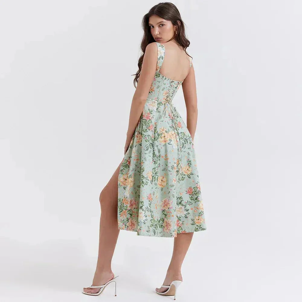 Freya - Blumiges Korsett-Midi-Kleid - Image 2