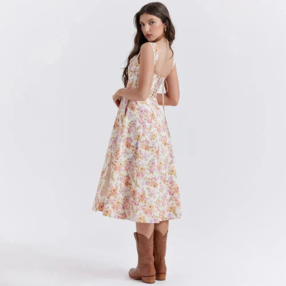 Freya - Blumiges Korsett-Midi-Kleid - Image 4